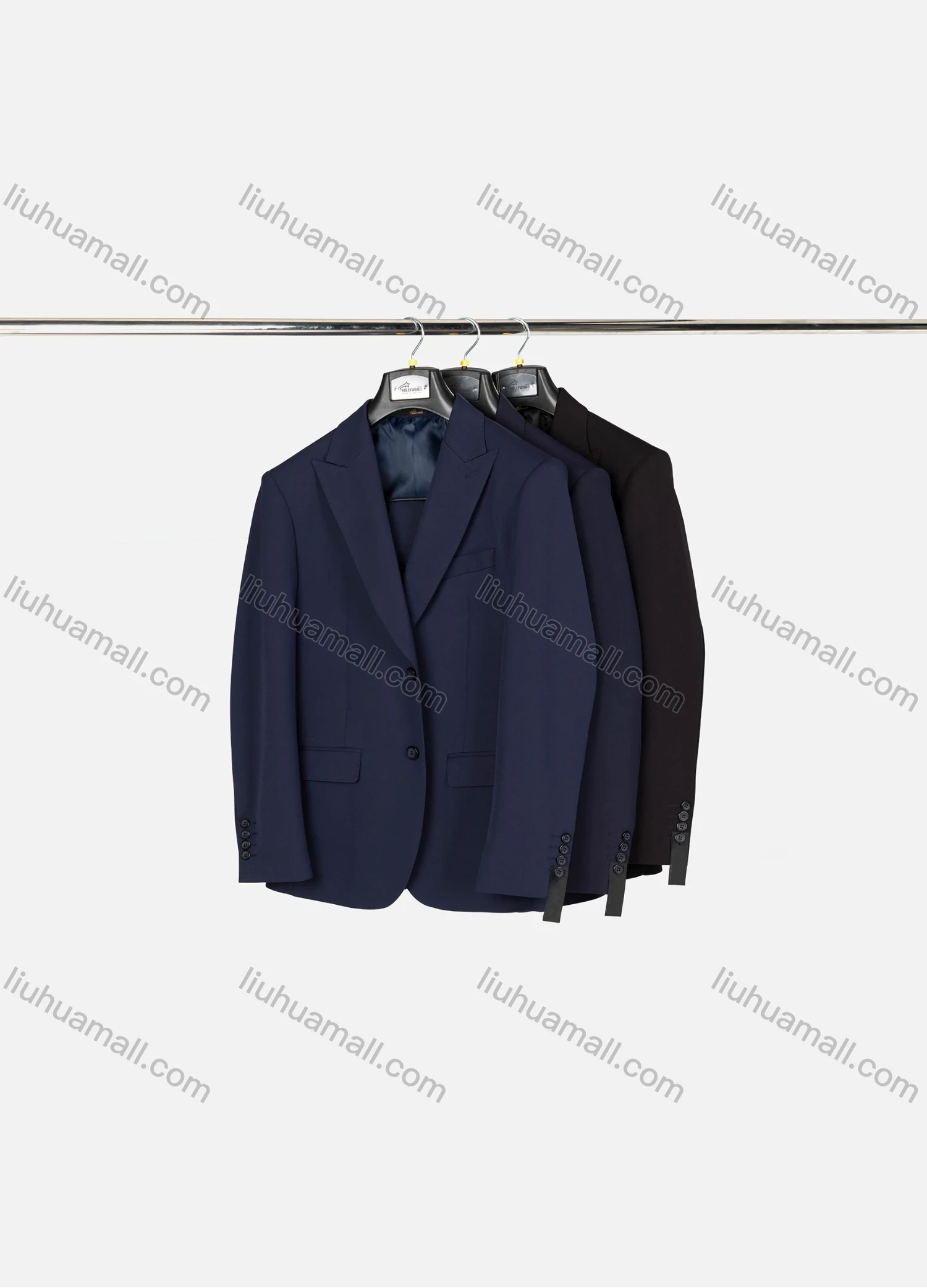 Wholesale Men's Business Lapel Single Breasted Plain Flap Pockets Blazer Jacket & Pants 2 Piece Set 76997# - Liuhuamall