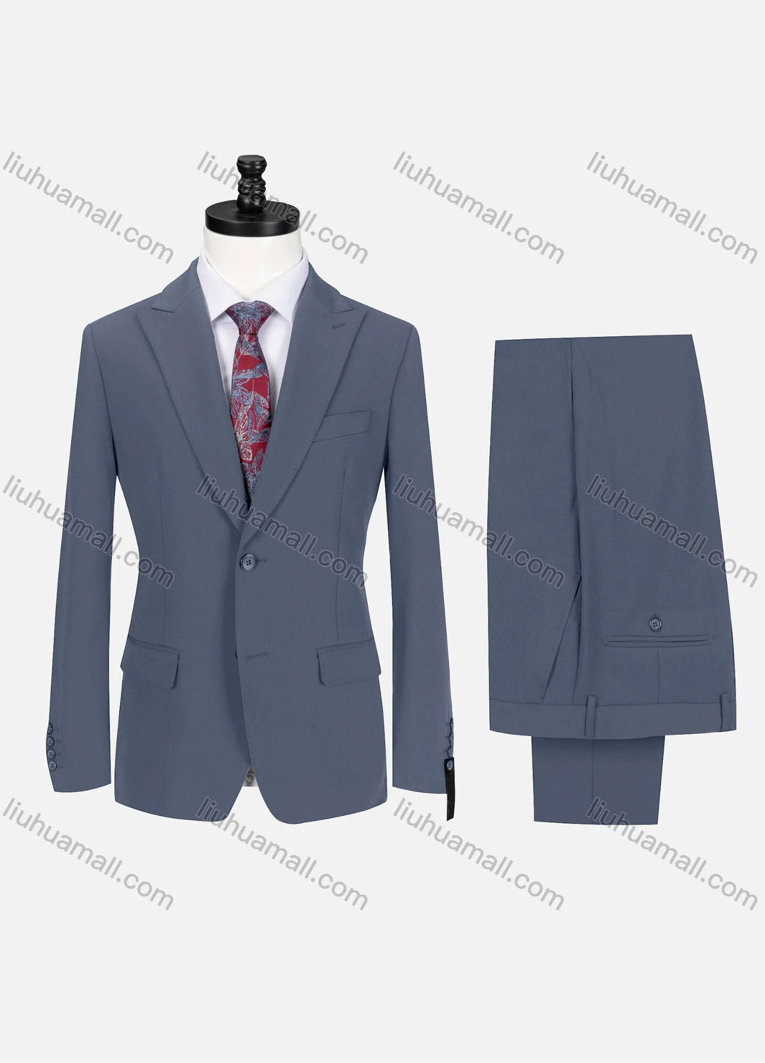 Wholesale Men's Business Lapel Single Breasted Plain Flap Pockets Blazer Jacket & Pants 2 Piece Set 76997# - Liuhuamall