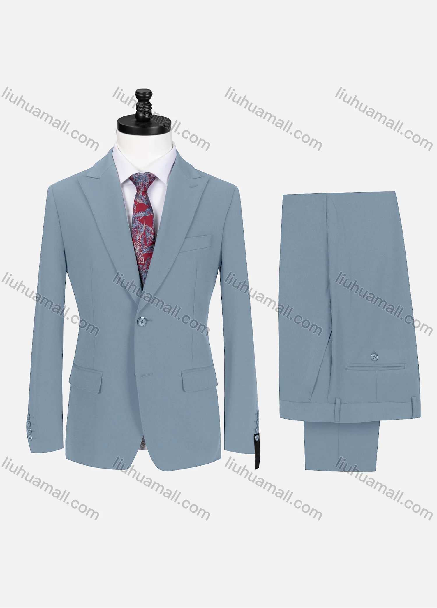Wholesale Men's Business Lapel Single Breasted Plain Flap Pockets Blazer Jacket & Pants 2 Piece Set 76997# - Liuhuamall
