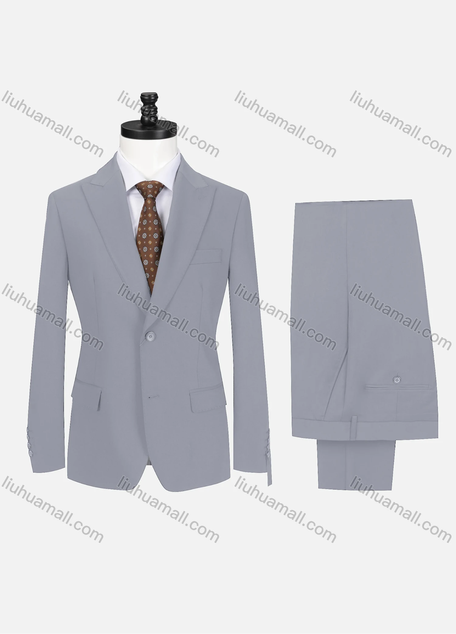 Wholesale Men's Business Plain Lapel Single Breasted Flap Pockets Blazer Jacket & Pants 2 Piece Set 721192# - Liuhuamall