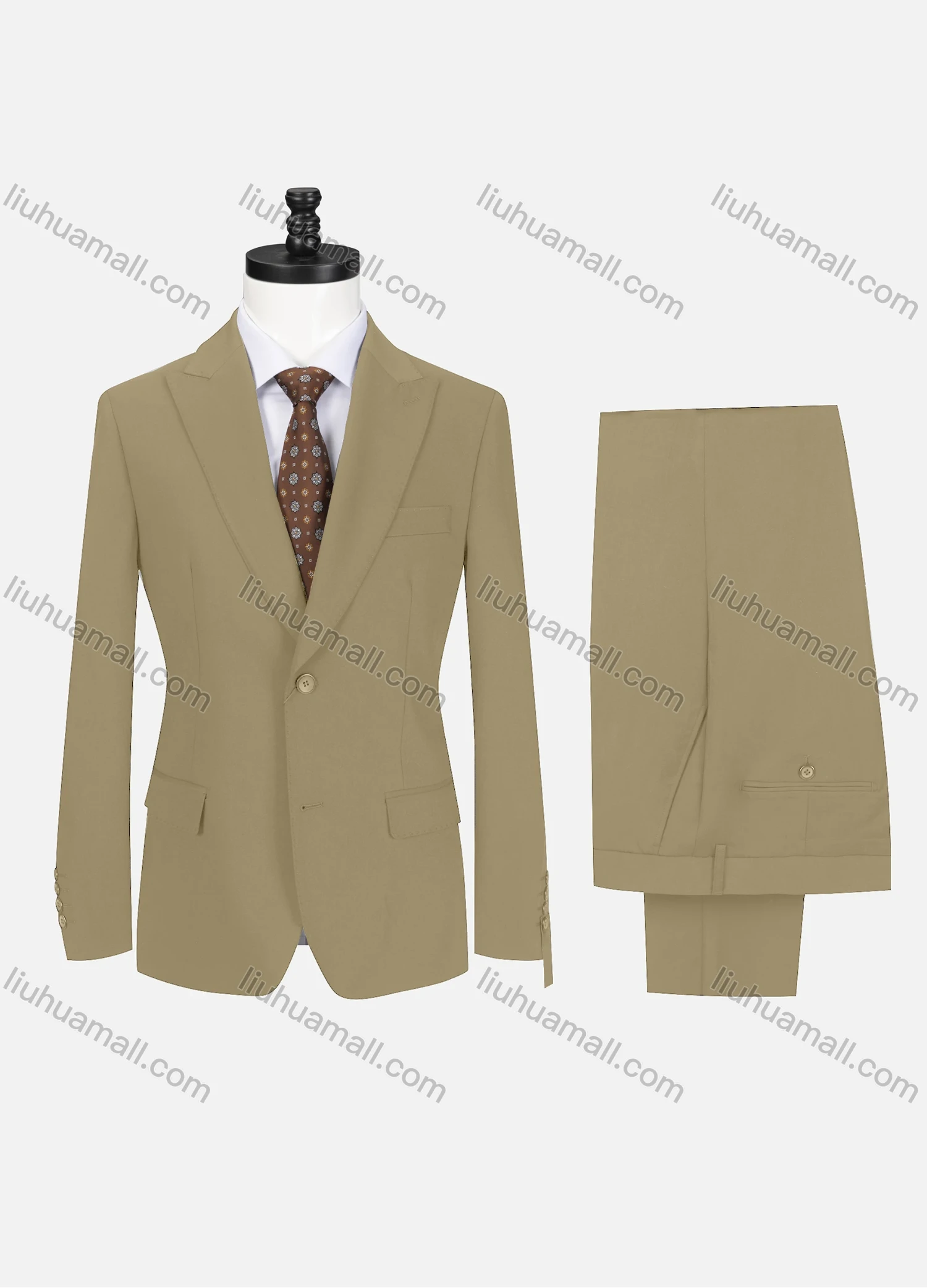 Wholesale Men's Business Plain Lapel Single Breasted Flap Pockets Blazer Jacket & Pants 2 Piece Set 721192# - Liuhuamall