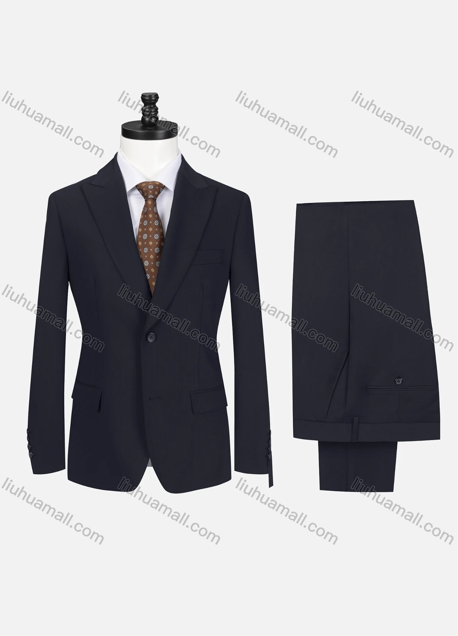 Wholesale Men's Business Plain Lapel Single Breasted Flap Pockets Blazer Jacket & Pants 2 Piece Set 721192# - Liuhuamall