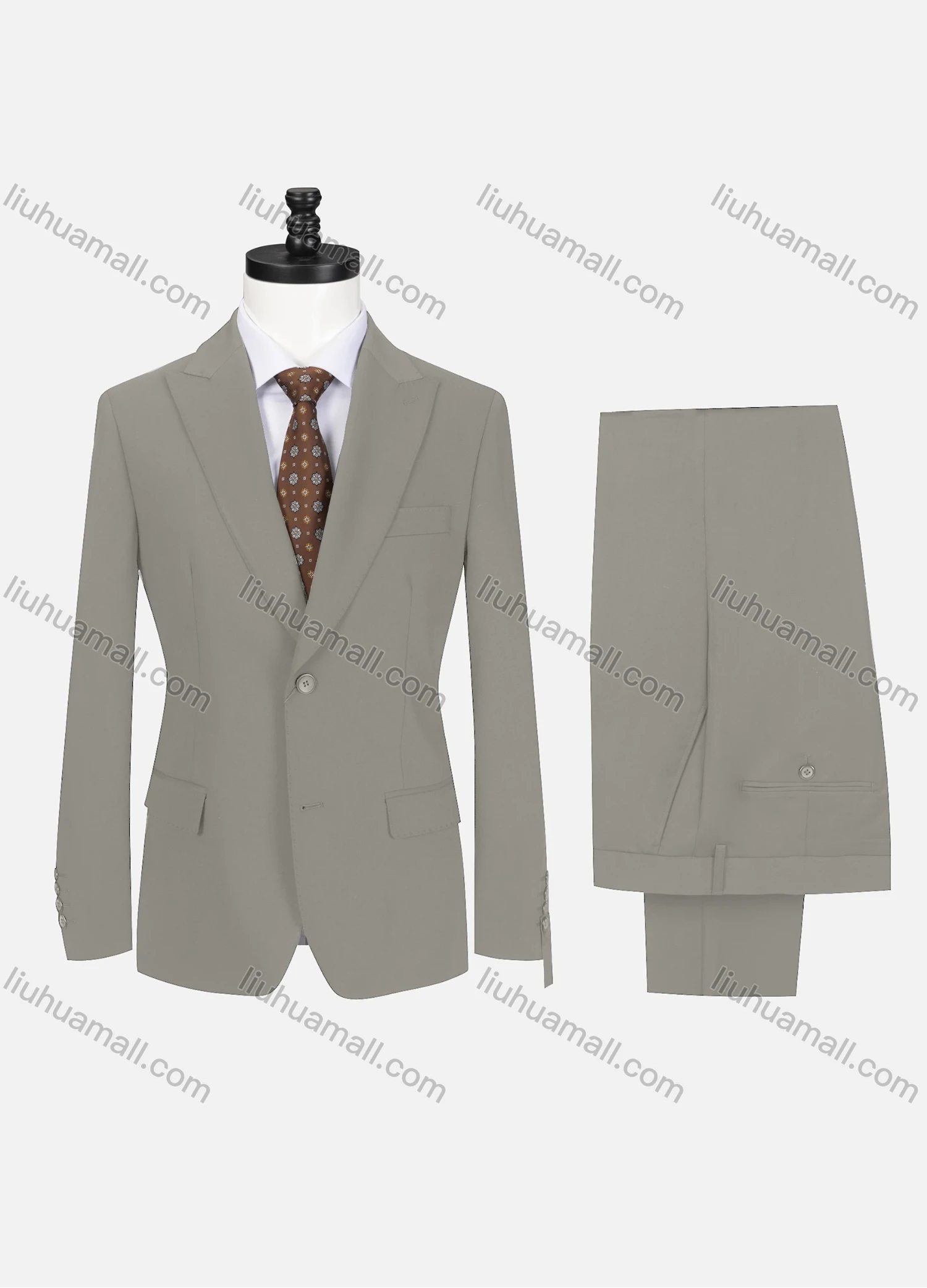 Wholesale Men's Business Plain Lapel Single Breasted Flap Pockets Blazer Jacket & Pants 2 Piece Set 721192# - Liuhuamall