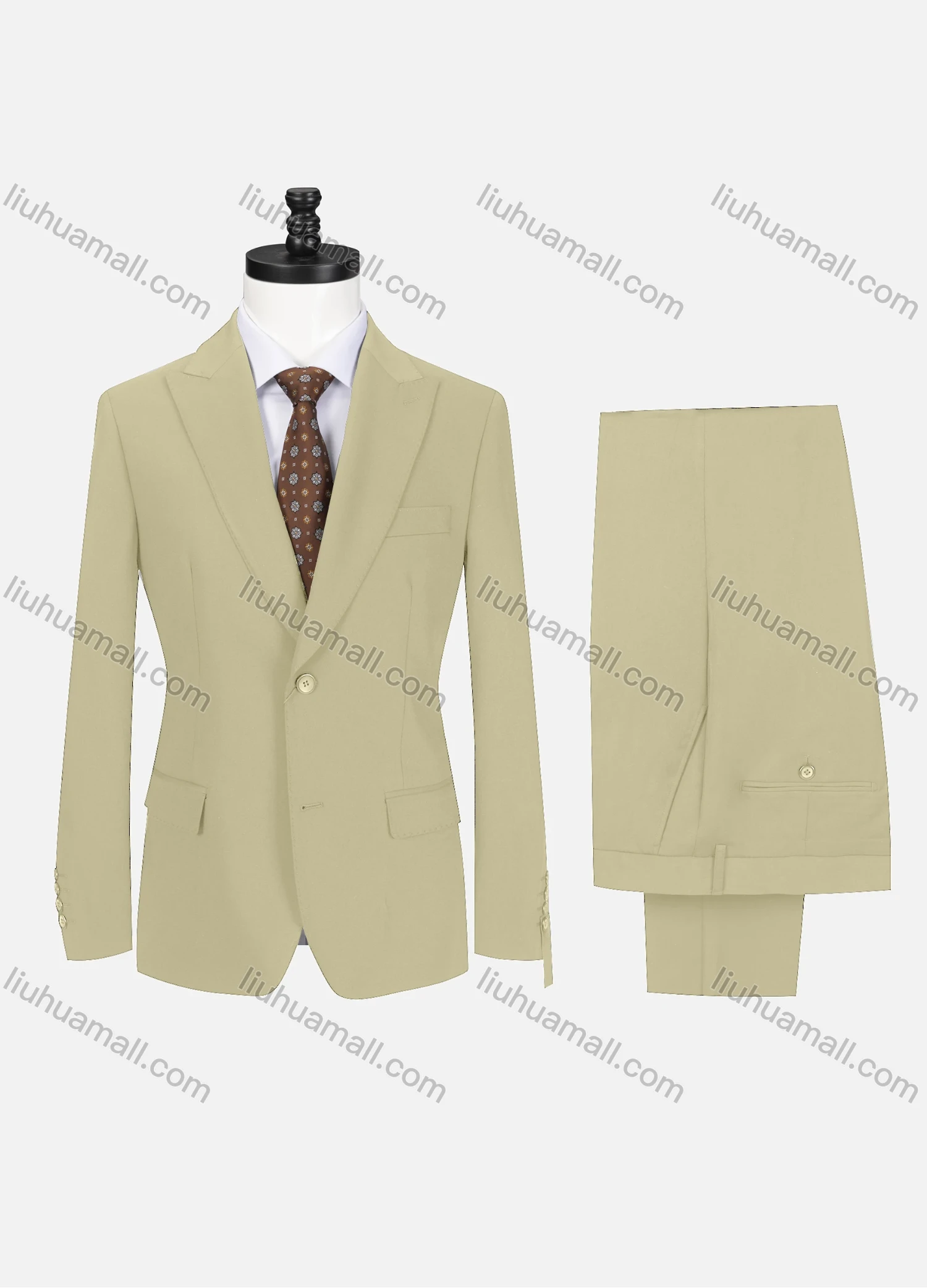 Wholesale Men's Business Plain Lapel Single Breasted Flap Pockets Blazer Jacket & Pants 2 Piece Set 721192# - Liuhuamall