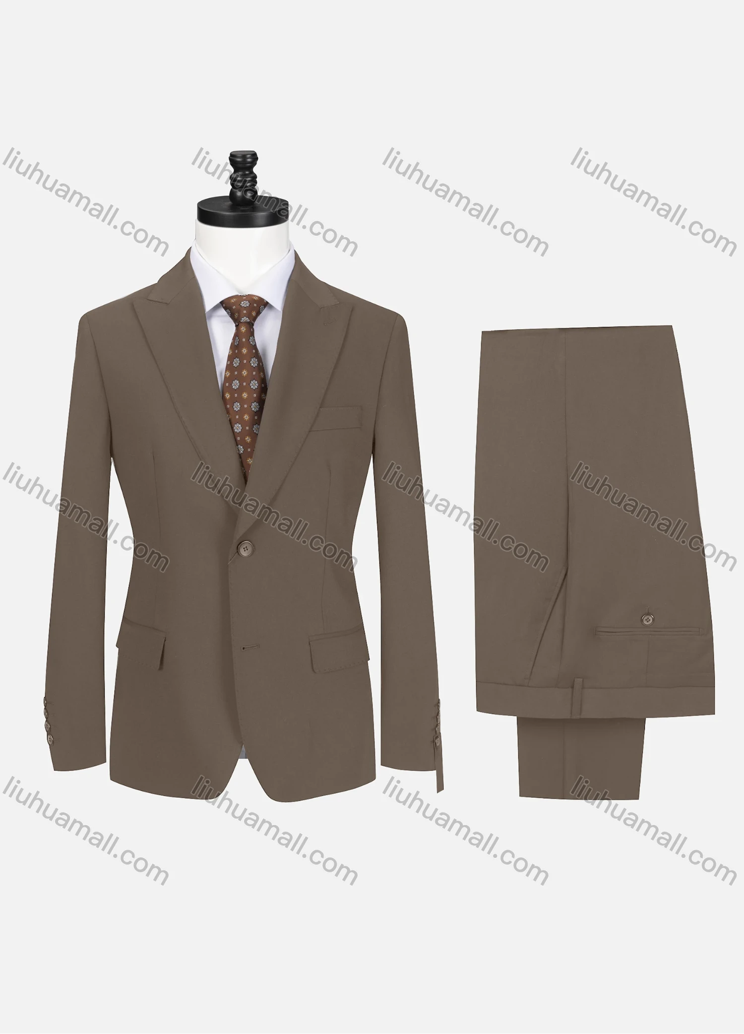 Wholesale Men's Business Plain Lapel Single Breasted Flap Pockets Blazer Jacket & Pants 2 Piece Set 721192# - Liuhuamall