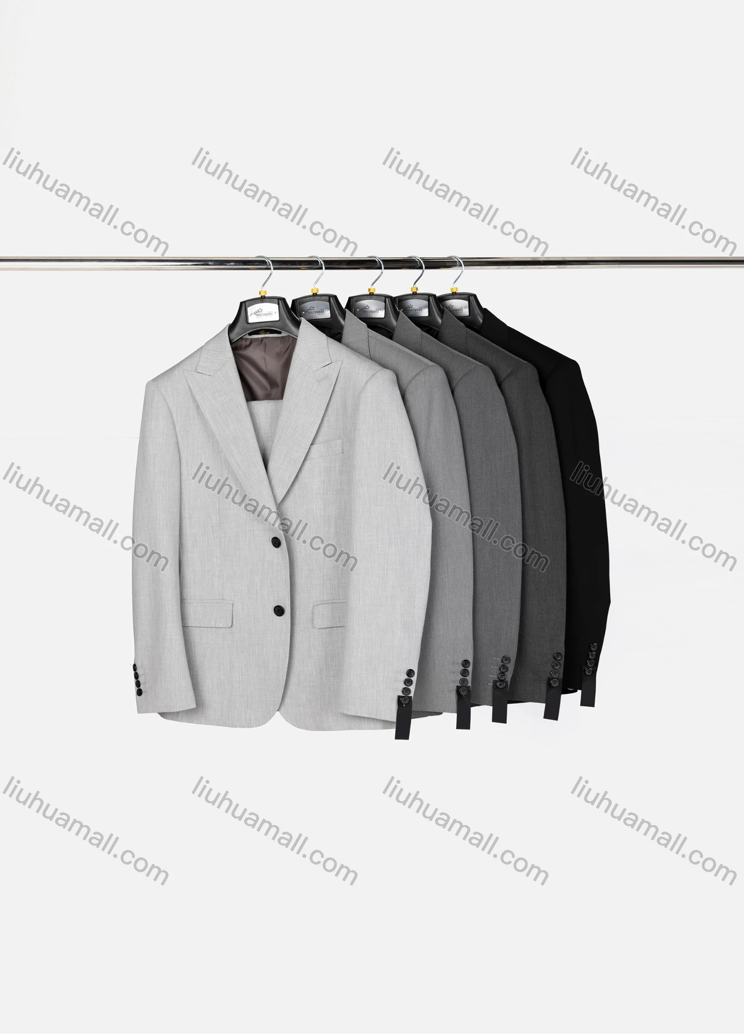 Wholesale Men's Business Plain Lapel Single Breasted Flap Pockets Blazer Jacket & Pants 2 Piece Set 721192# - Liuhuamall