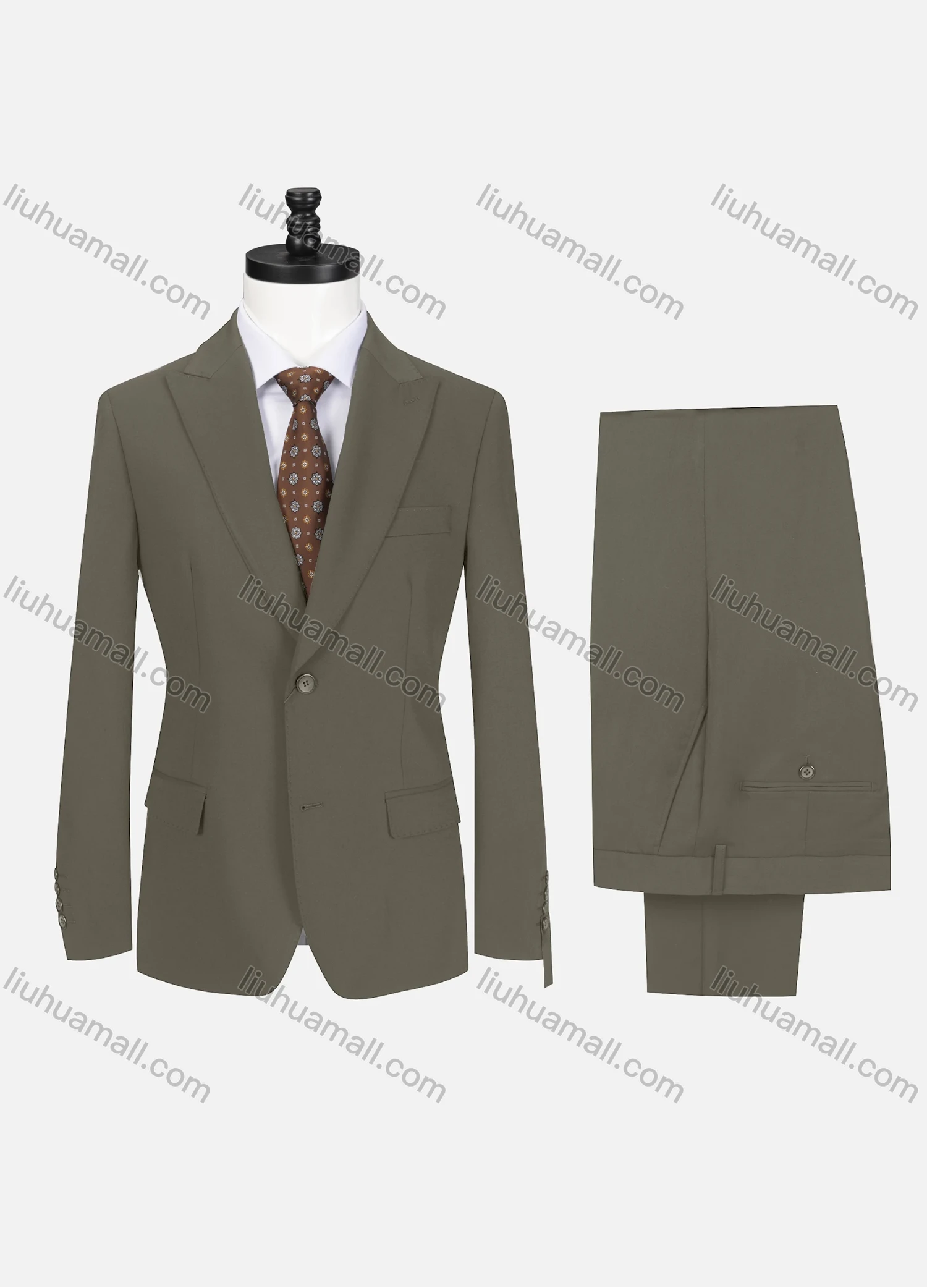 Wholesale Men's Business Plain Lapel Single Breasted Flap Pockets Blazer Jacket & Pants 2 Piece Set 721192# - Liuhuamall