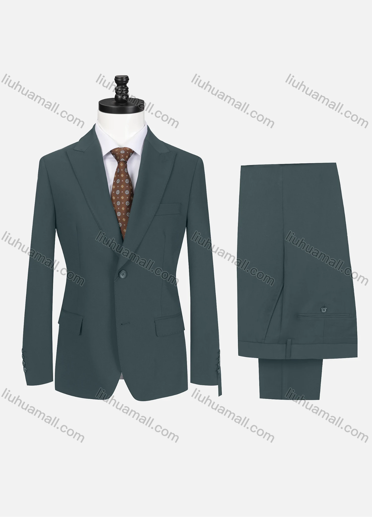 Wholesale Men's Business Plain Lapel Single Breasted Flap Pockets Blazer Jacket & Pants 2 Piece Set 721192# - Liuhuamall