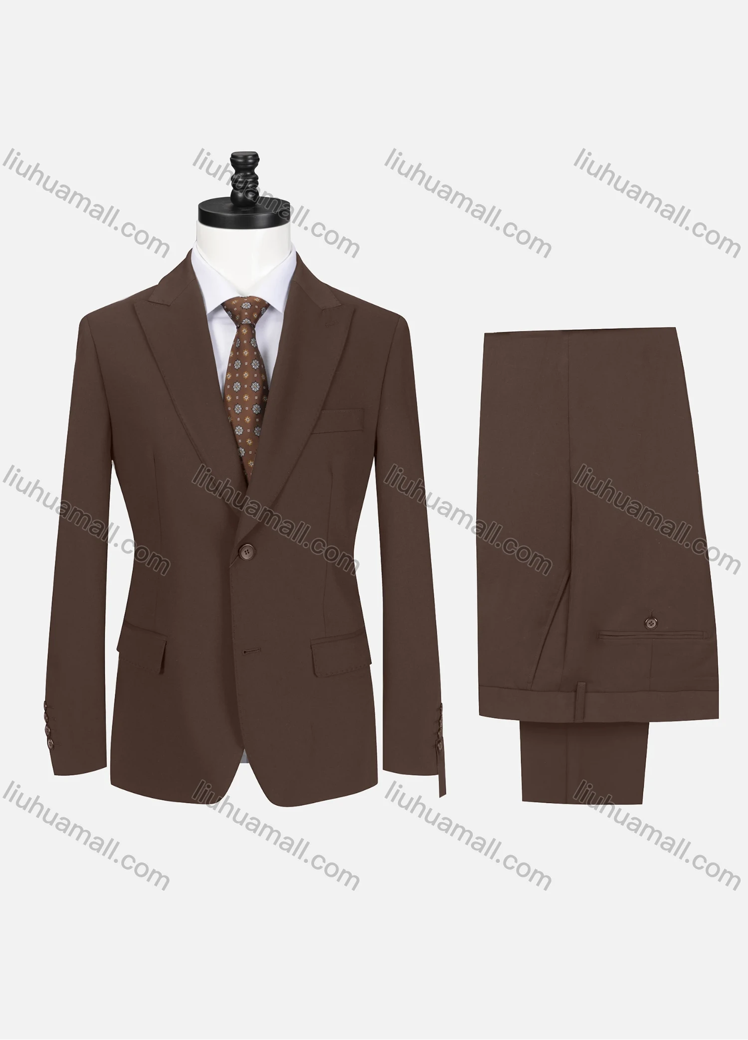 Wholesale Men's Business Plain Lapel Single Breasted Flap Pockets Blazer Jacket & Pants 2 Piece Set 721192# - Liuhuamall