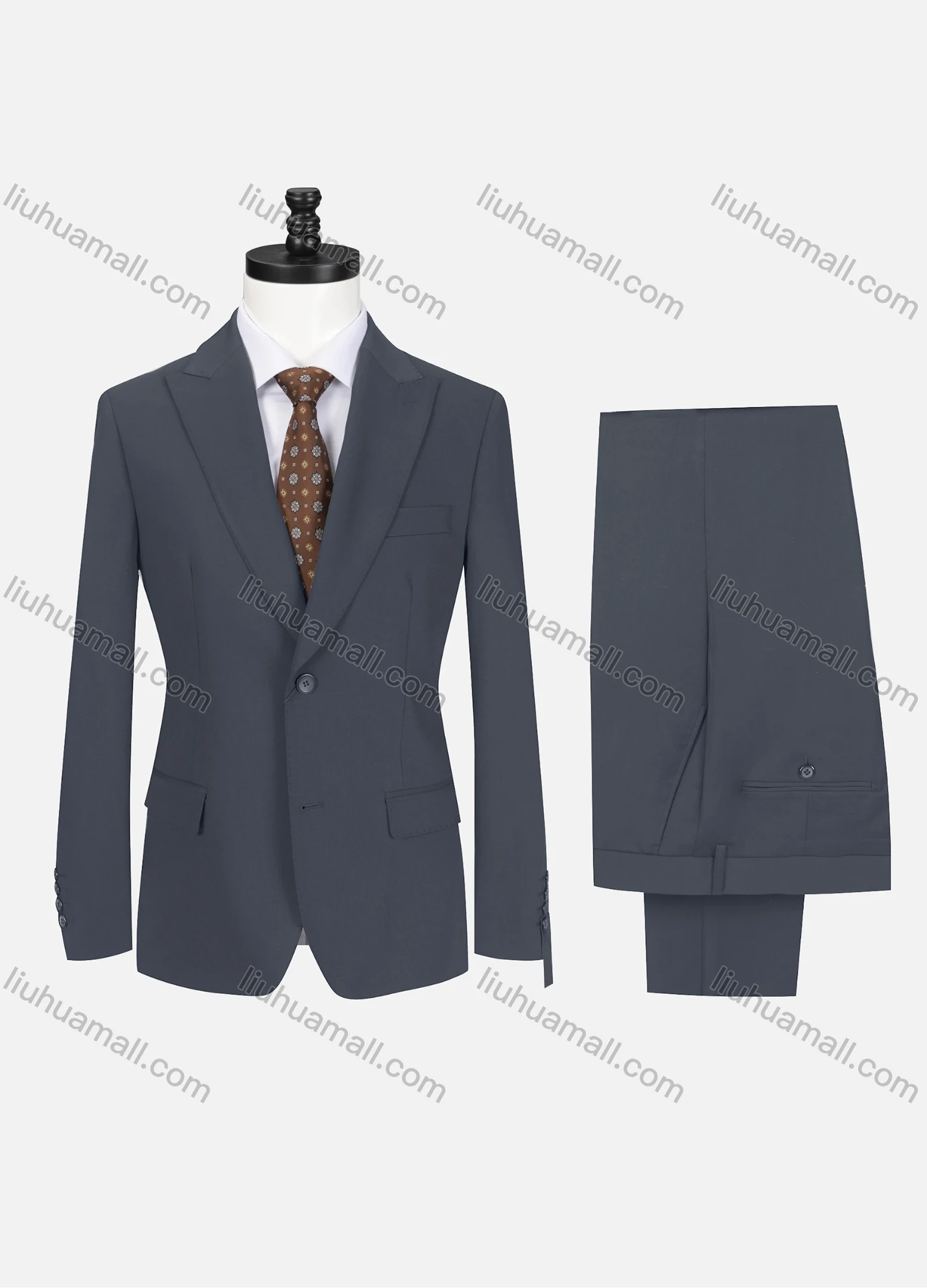 Wholesale Men's Business Plain Lapel Single Breasted Flap Pockets Blazer Jacket & Pants 2 Piece Set 721192# - Liuhuamall