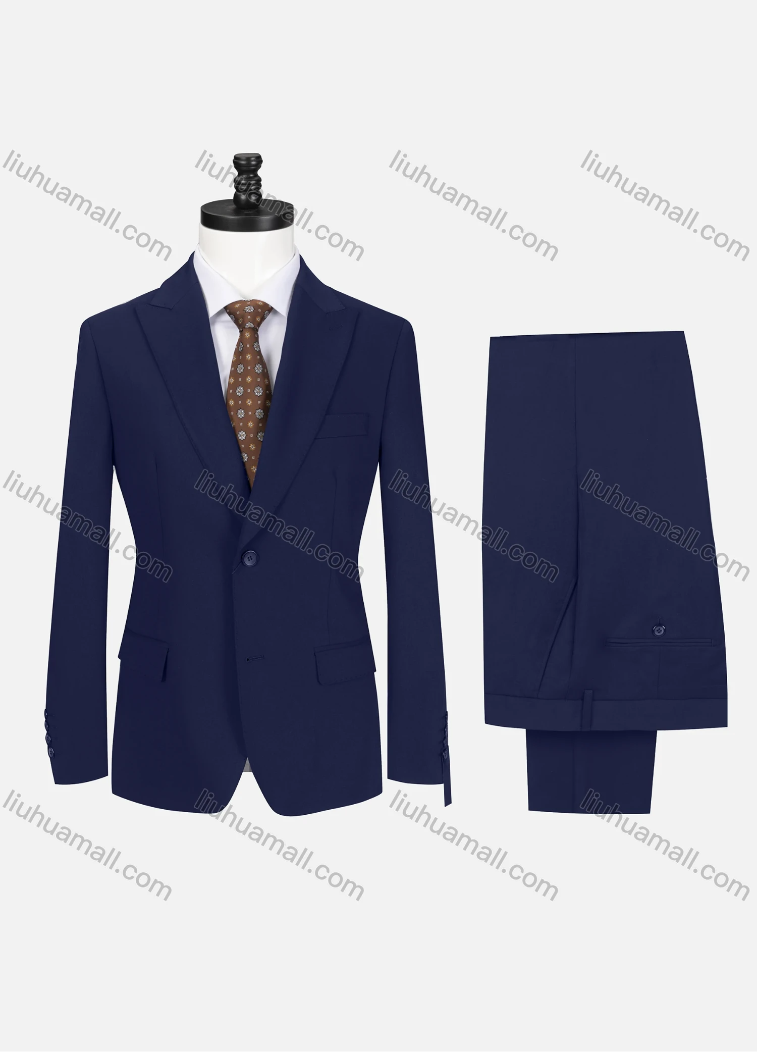 Wholesale Men's Business Plain Lapel Single Breasted Flap Pockets Blazer Jacket & Pants 2 Piece Set 721192# - Liuhuamall