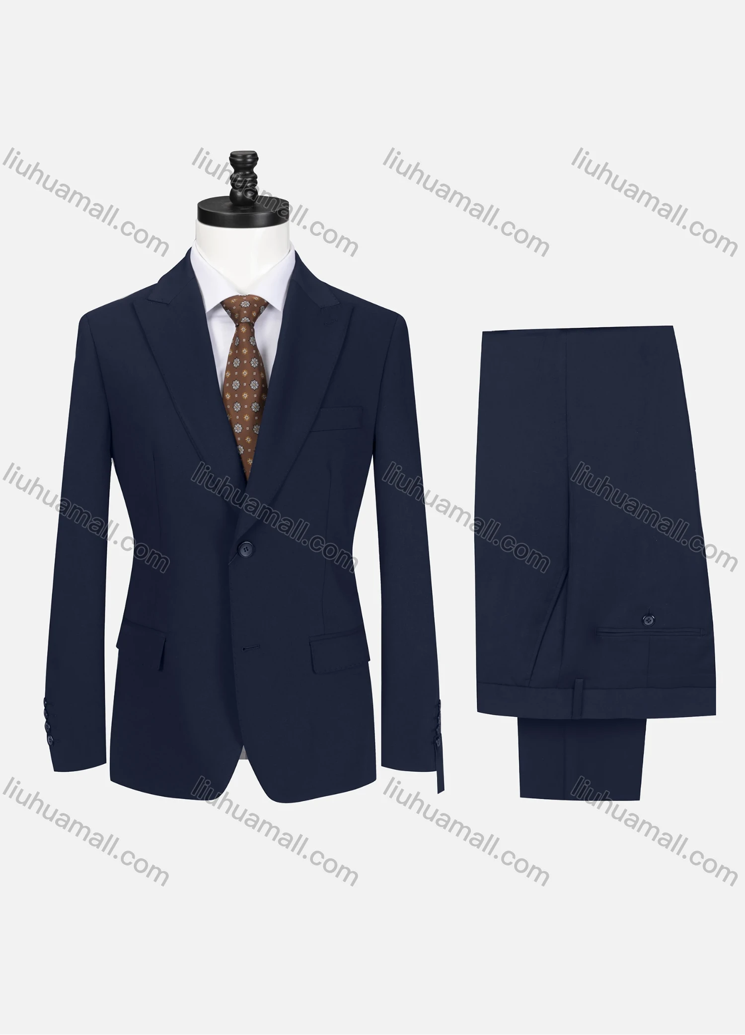 Wholesale Men's Business Plain Lapel Single Breasted Flap Pockets Blazer Jacket & Pants 2 Piece Set 721192# - Liuhuamall