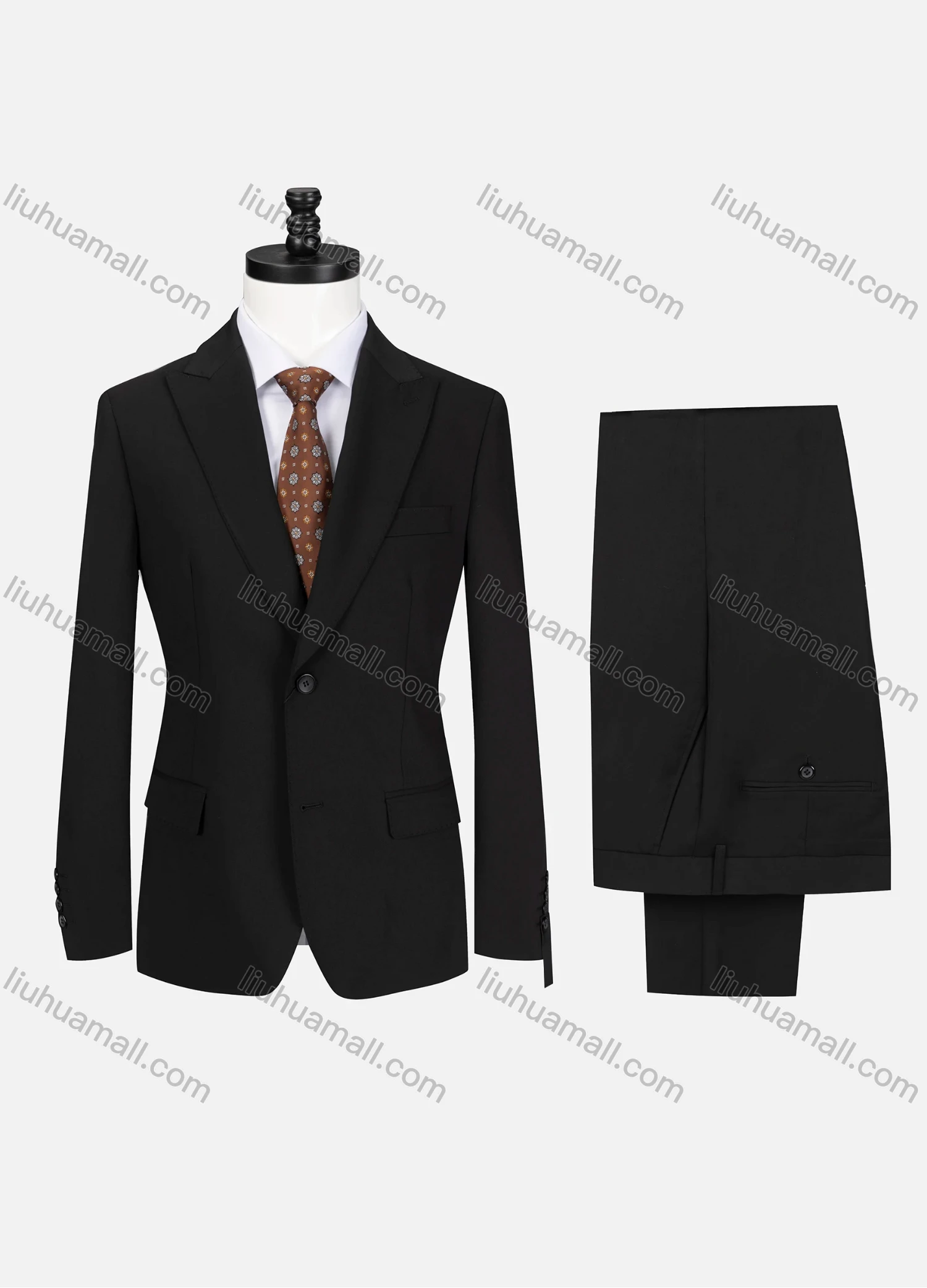 Wholesale Men's Business Plain Lapel Single Breasted Flap Pockets Blazer Jacket & Pants 2 Piece Set 721192# - Liuhuamall
