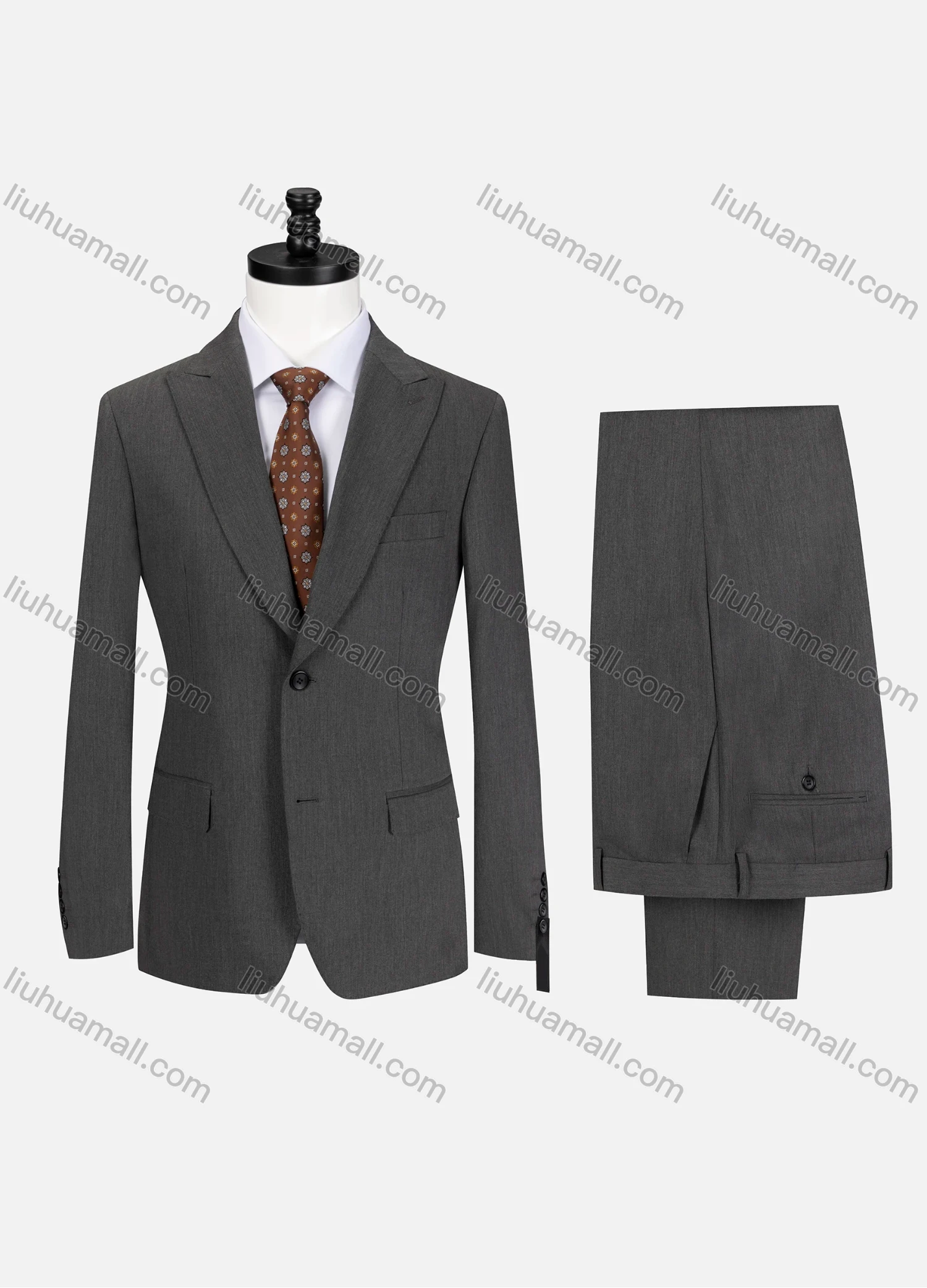 Wholesale Men's Business Plain Lapel Single Breasted Flap Pockets Blazer Jacket & Pants 2 Piece Set 721192# - Liuhuamall