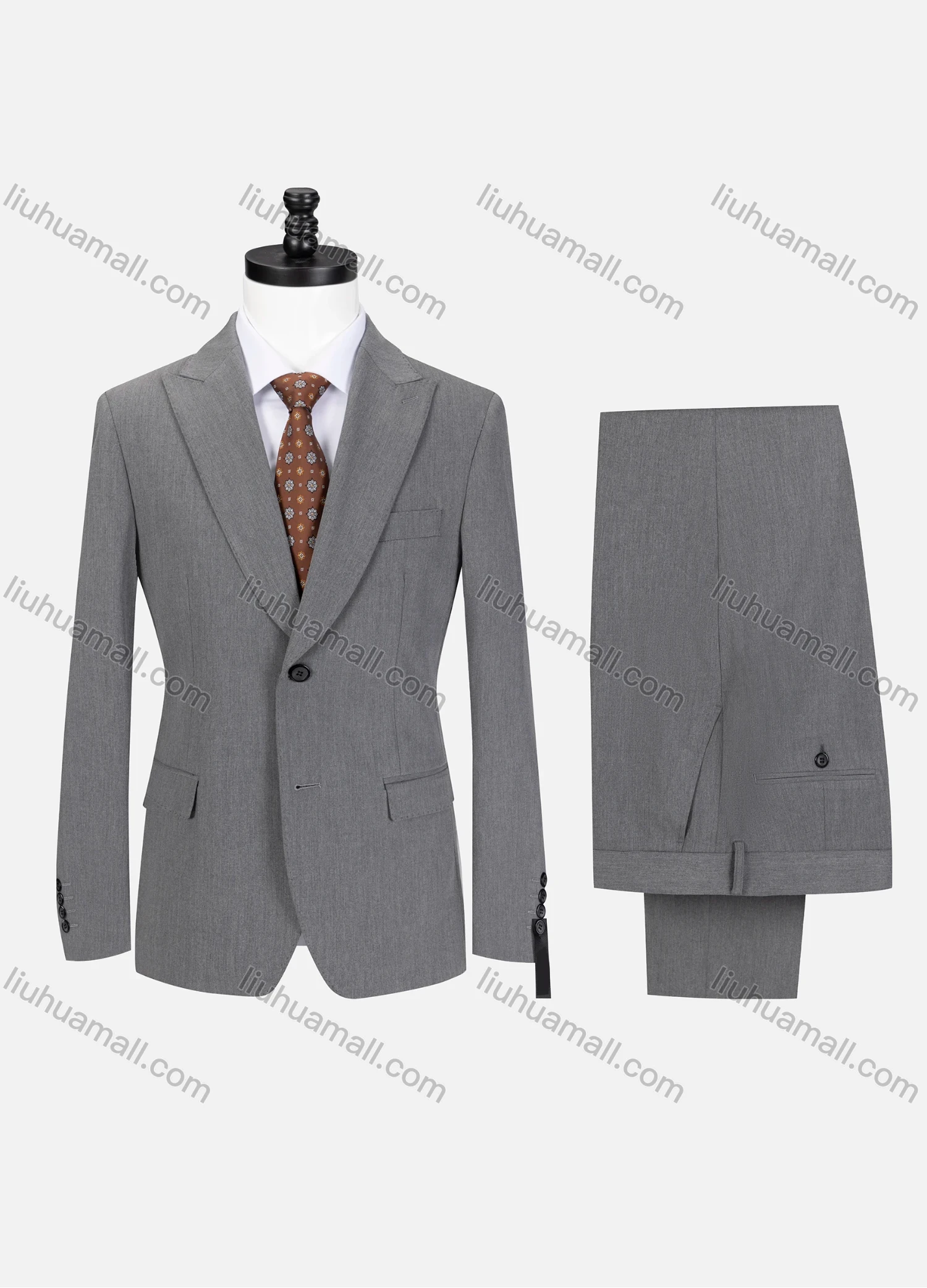 Wholesale Men's Business Plain Lapel Single Breasted Flap Pockets Blazer Jacket & Pants 2 Piece Set 721192# - Liuhuamall