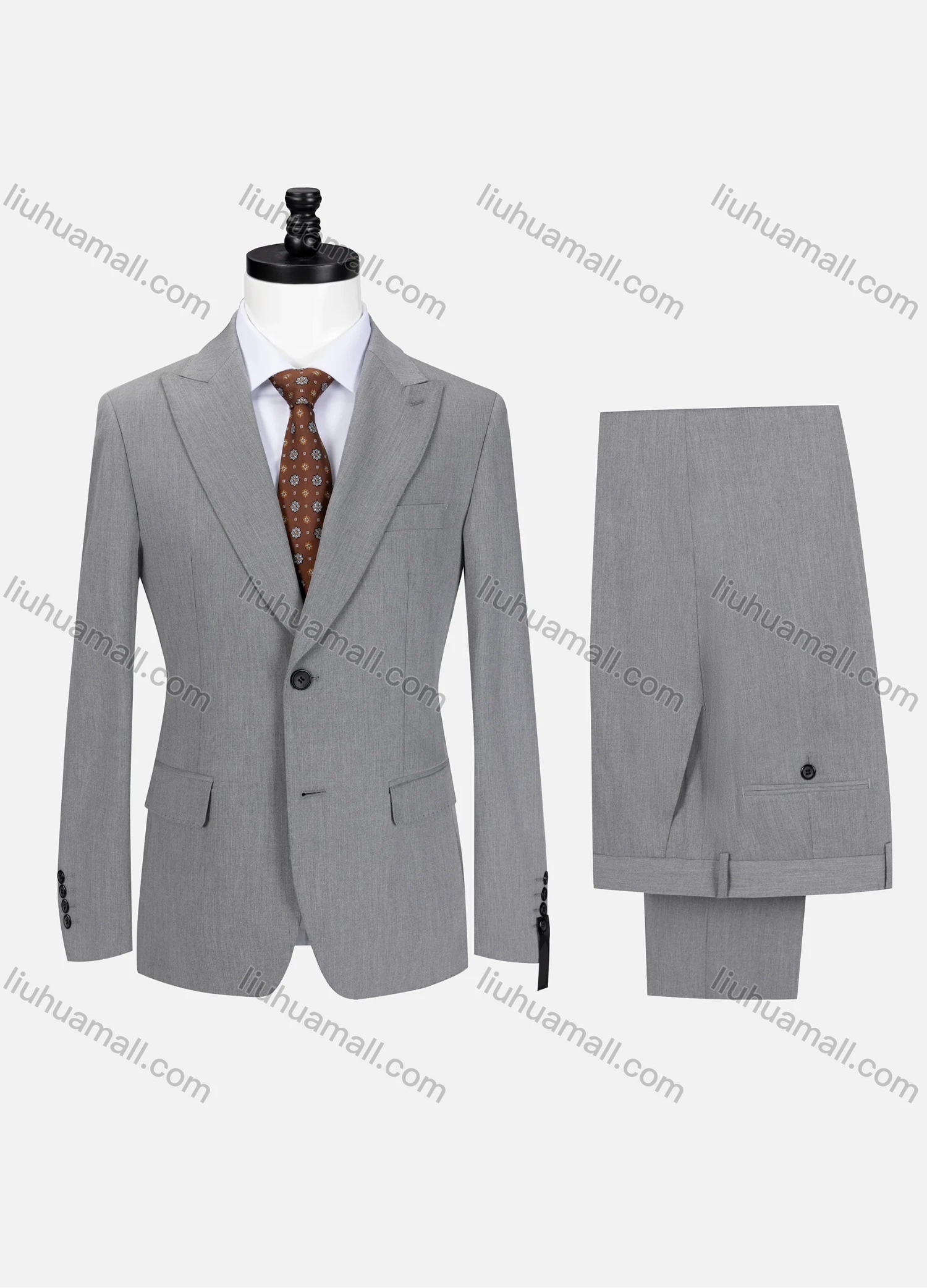 Wholesale Men's Business Plain Lapel Single Breasted Flap Pockets Blazer Jacket & Pants 2 Piece Set 721192# - Liuhuamall