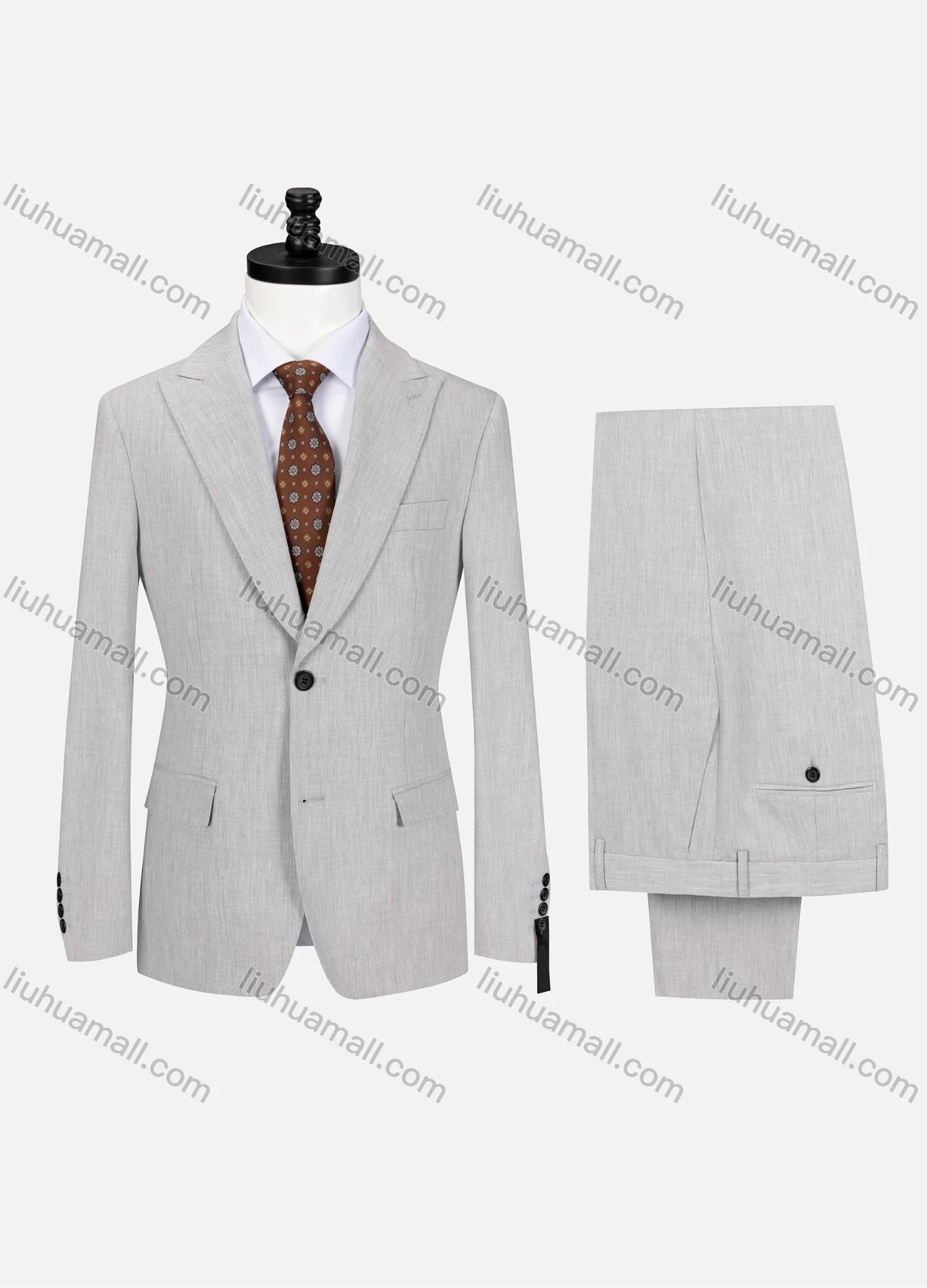 Wholesale Men's Business Plain Lapel Single Breasted Flap Pockets Blazer Jacket & Pants 2 Piece Set 721192# - Liuhuamall