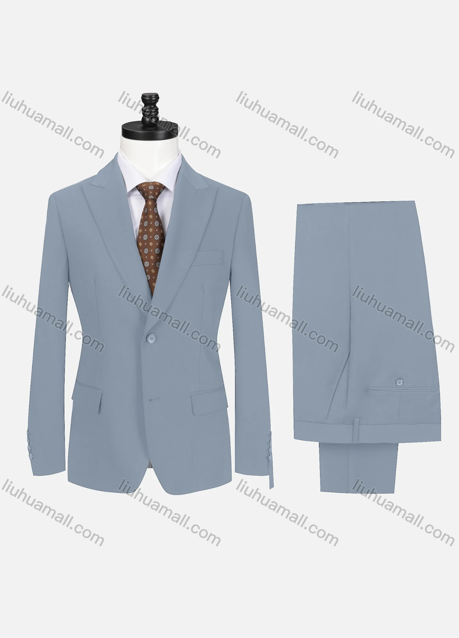 Wholesale Men's Business Plain Lapel Single Breasted Flap Pockets Blazer Jacket & Pants 2 Piece Set 721192# - Liuhuamall