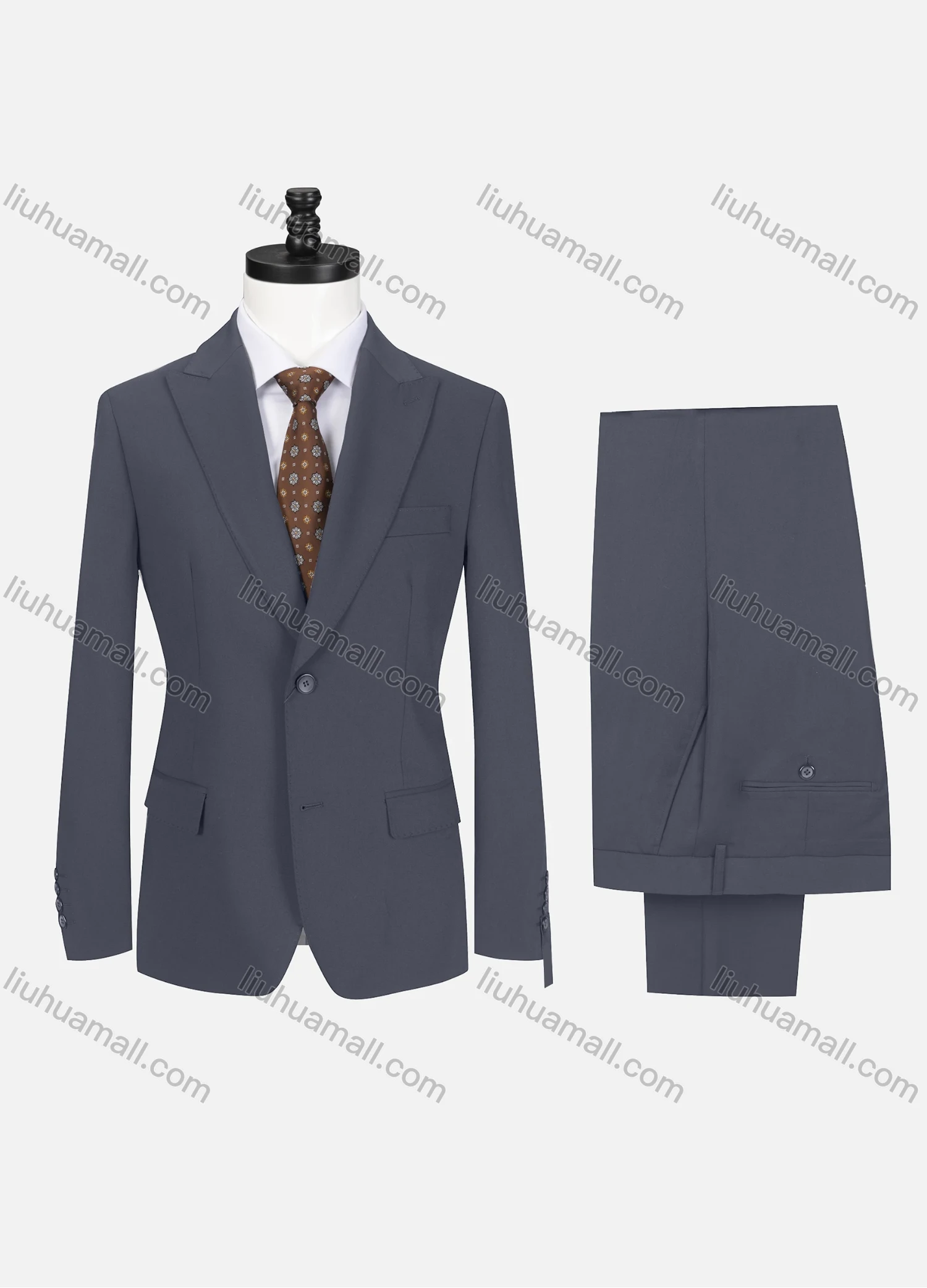 Wholesale Men's Business Plain Lapel Single Breasted Flap Pockets Blazer Jacket & Pants 2 Piece Set 721192# - Liuhuamall