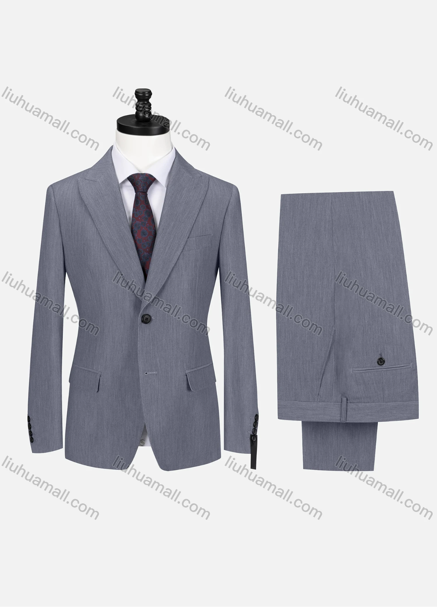Wholesale Men's Business Lapel Button Plain Flap Pockets Blazer Jacket & Pants 2 Piece Set X7518# - Liuhuamall