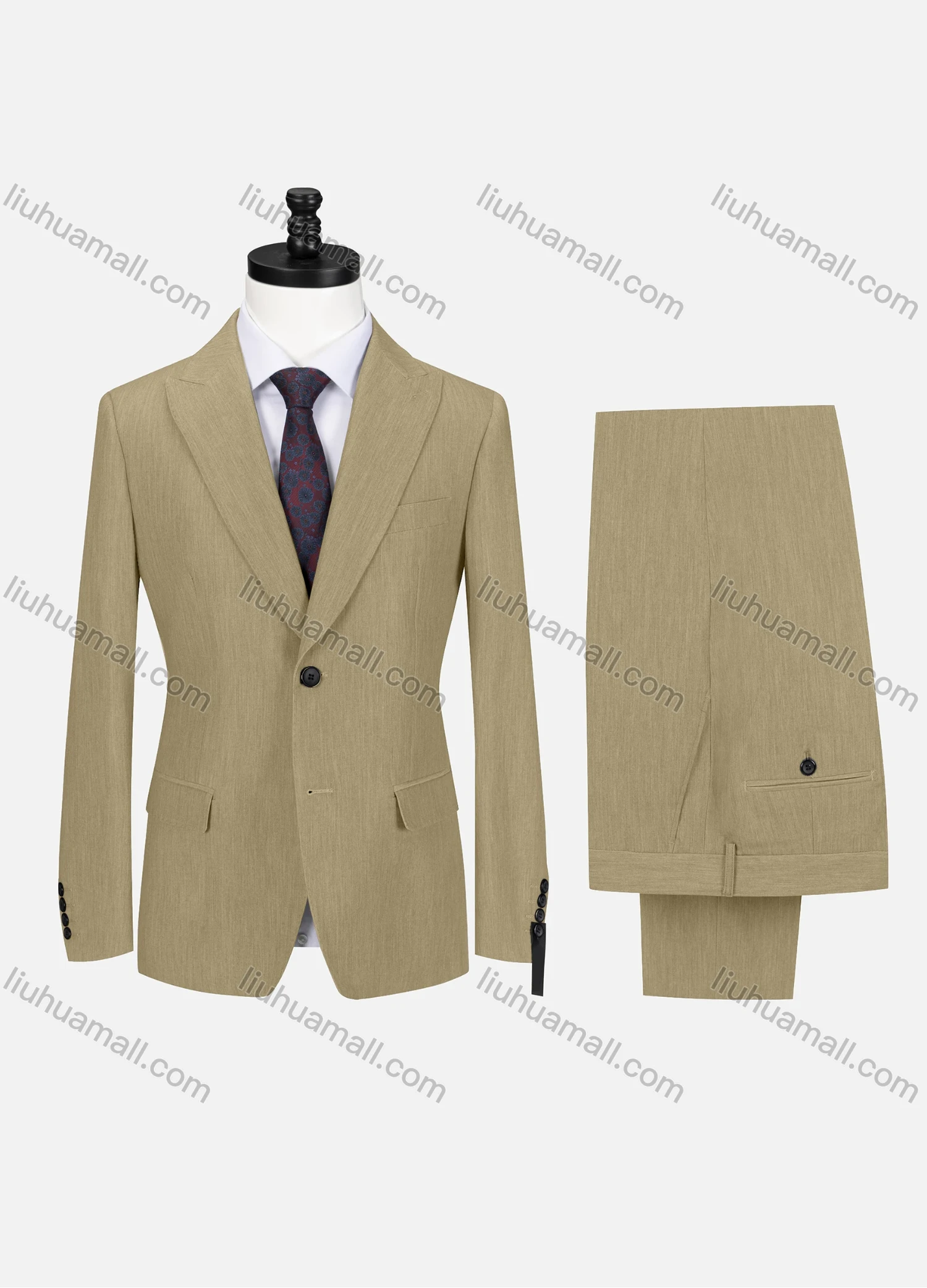 Wholesale Men's Business Lapel Button Plain Flap Pockets Blazer Jacket & Pants 2 Piece Set X7518# - Liuhuamall