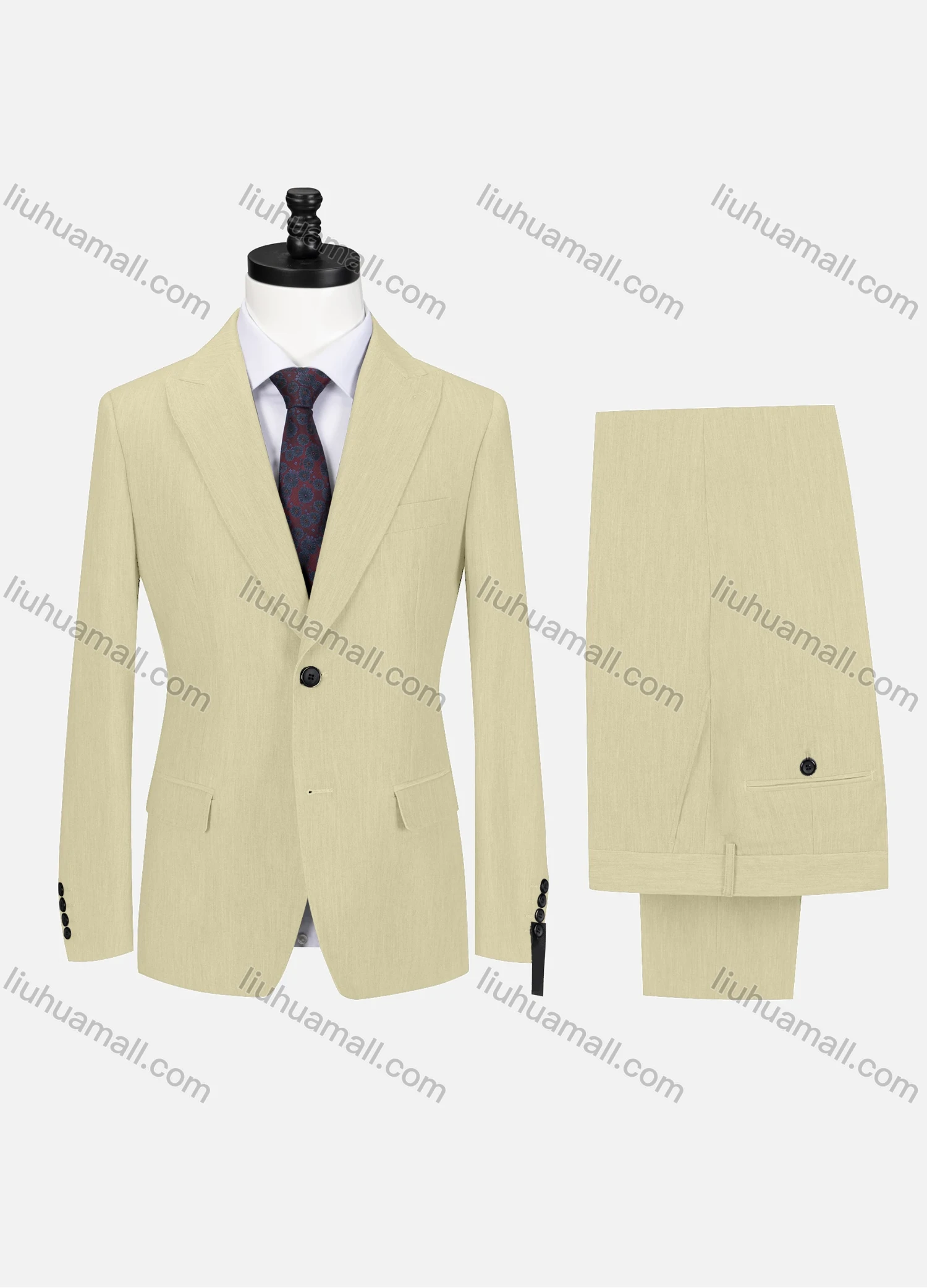 Wholesale Men's Business Lapel Button Plain Flap Pockets Blazer Jacket & Pants 2 Piece Set X7518# - Liuhuamall