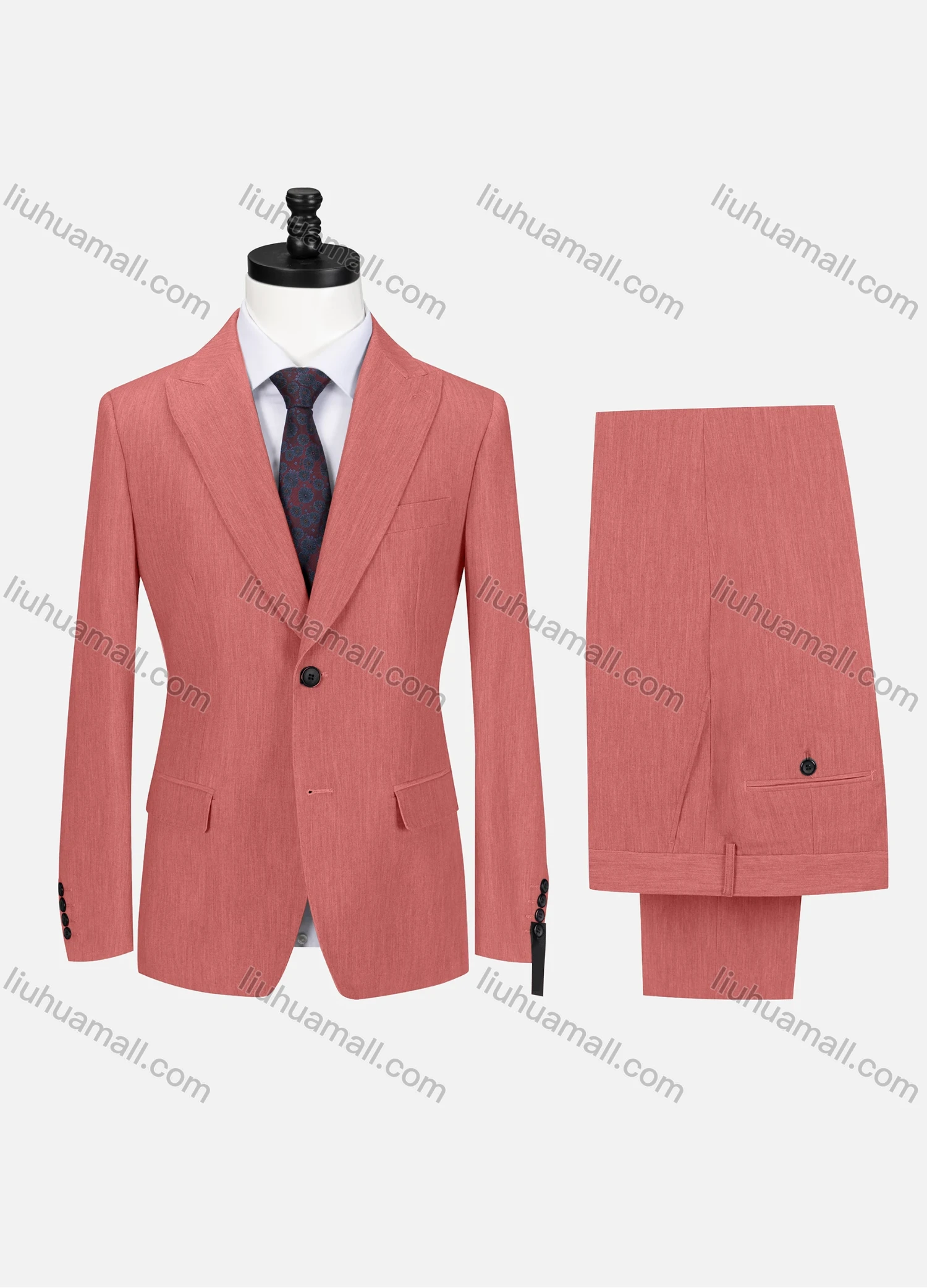 Wholesale Men's Business Lapel Button Plain Flap Pockets Blazer Jacket & Pants 2 Piece Set X7518# - Liuhuamall