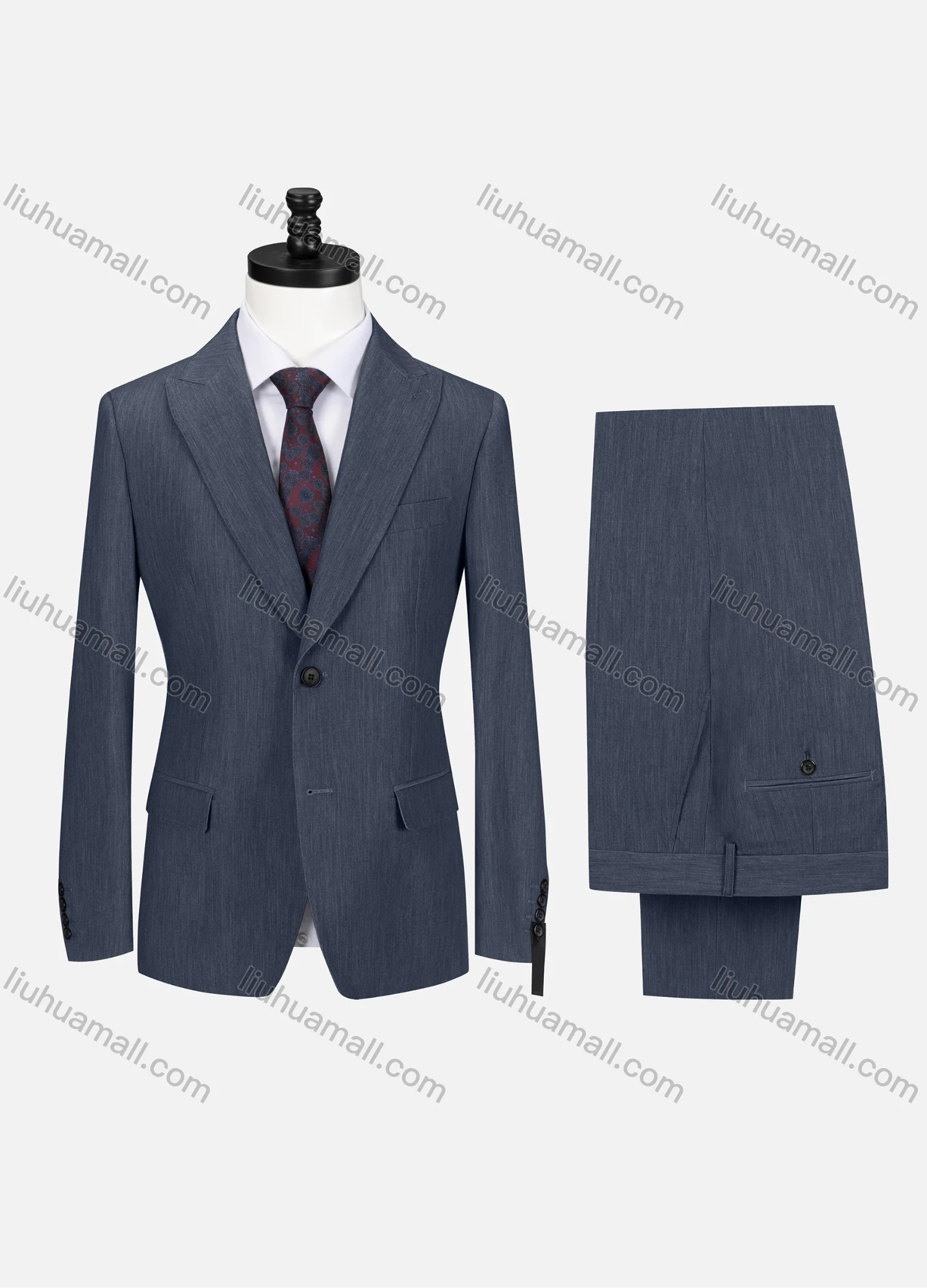 Wholesale Men's Business Lapel Button Plain Flap Pockets Blazer Jacket & Pants 2 Piece Set X7518# - Liuhuamall