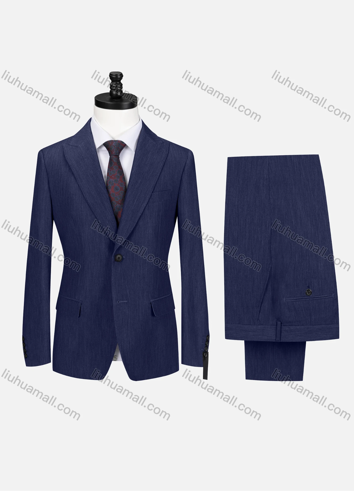 Wholesale Men's Business Lapel Button Plain Flap Pockets Blazer Jacket & Pants 2 Piece Set X7518# - Liuhuamall