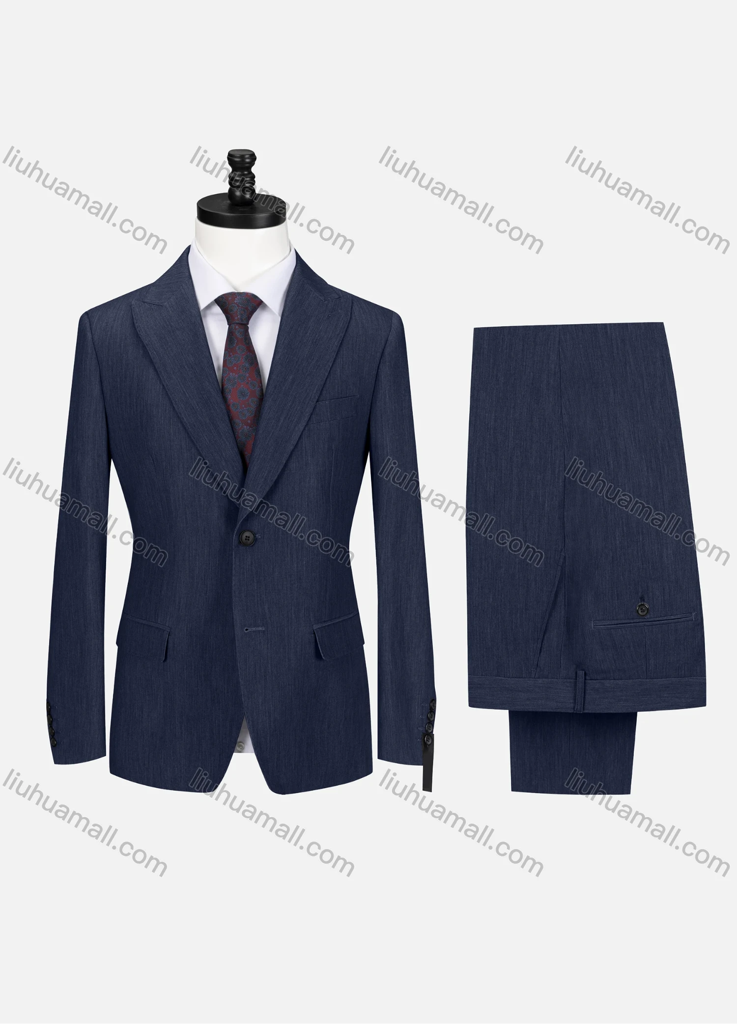 Wholesale Men's Business Lapel Button Plain Flap Pockets Blazer Jacket & Pants 2 Piece Set X7518# - Liuhuamall