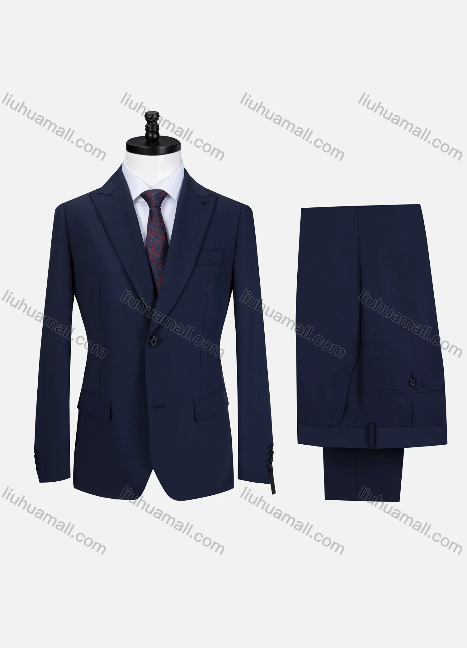Wholesale Men's Business Lapel Button Plain Flap Pockets Blazer Jacket & Pants 2 Piece Set X7518# - Liuhuamall