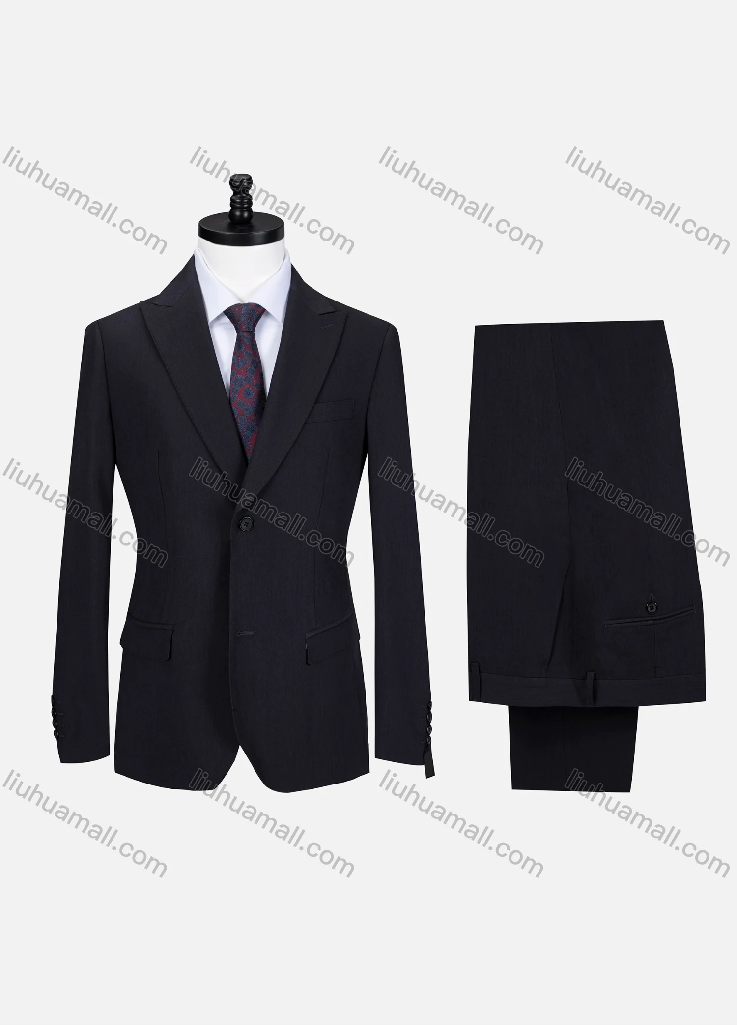 Wholesale Men's Business Lapel Button Plain Flap Pockets Blazer Jacket & Pants 2 Piece Set X7518# - Liuhuamall
