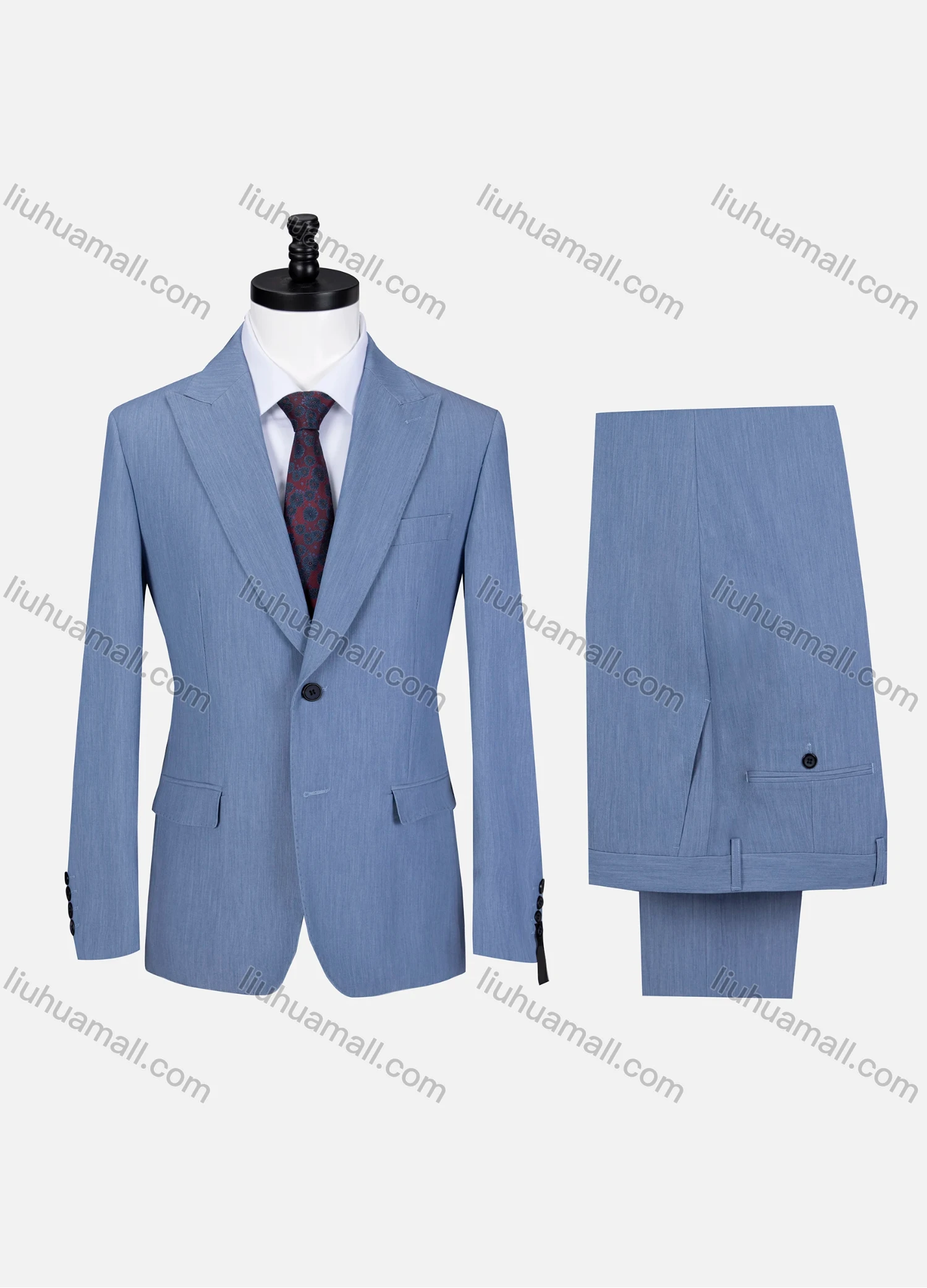 Wholesale Men's Business Lapel Button Plain Flap Pockets Blazer Jacket & Pants 2 Piece Set X7518# - Liuhuamall
