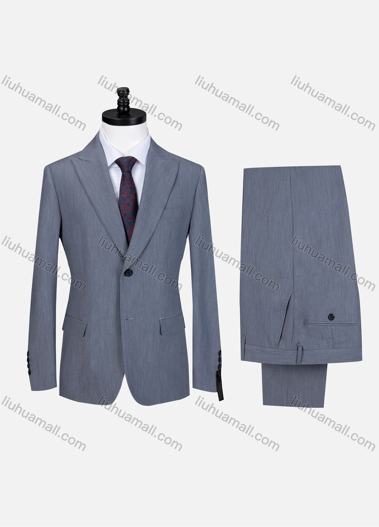 Wholesale Men's Business Lapel Button Plain Flap Pockets Blazer Jacket & Pants 2 Piece Set X7518# - Liuhuamall