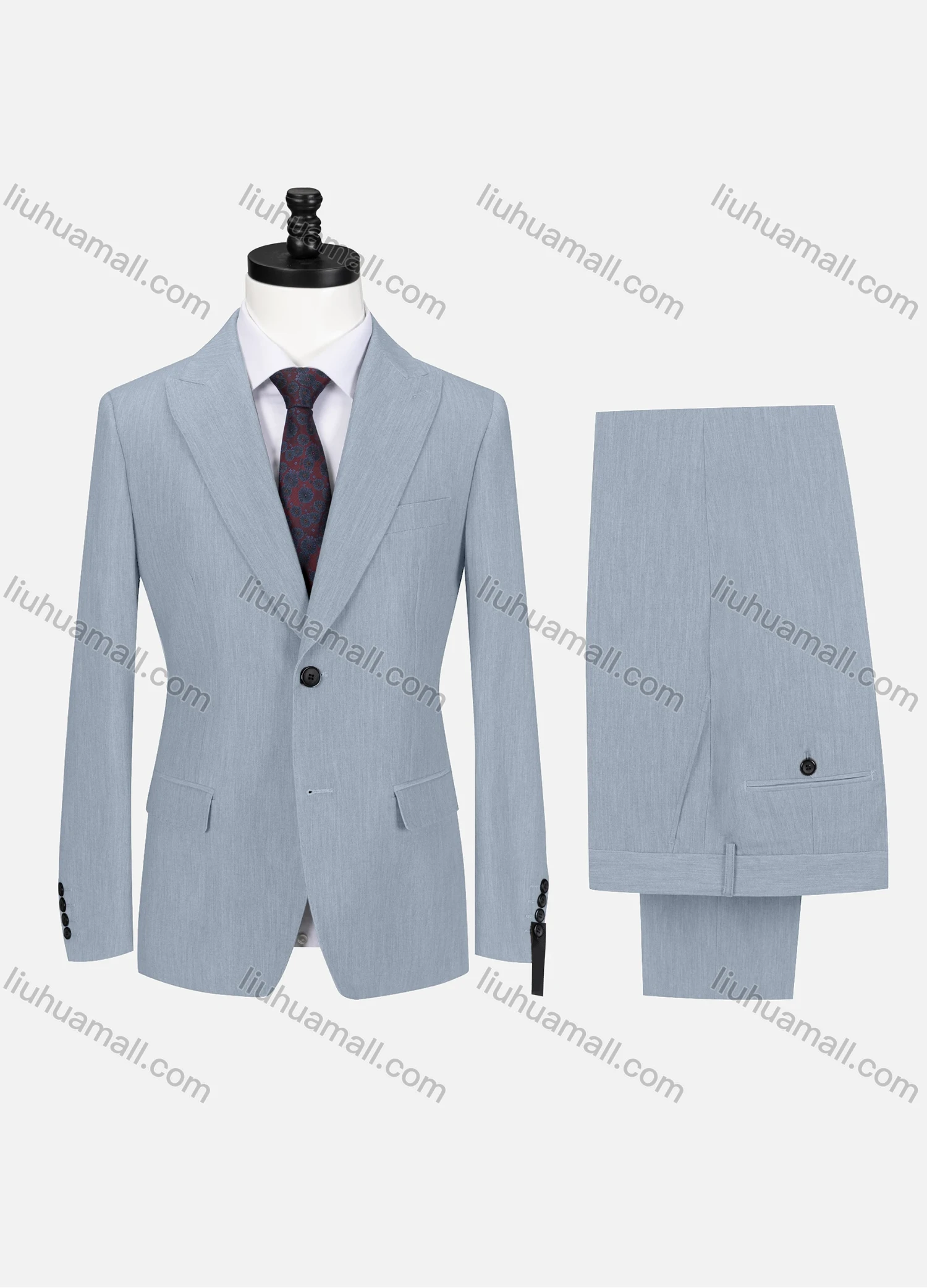 Wholesale Men's Business Lapel Button Plain Flap Pockets Blazer Jacket & Pants 2 Piece Set X7518# - Liuhuamall