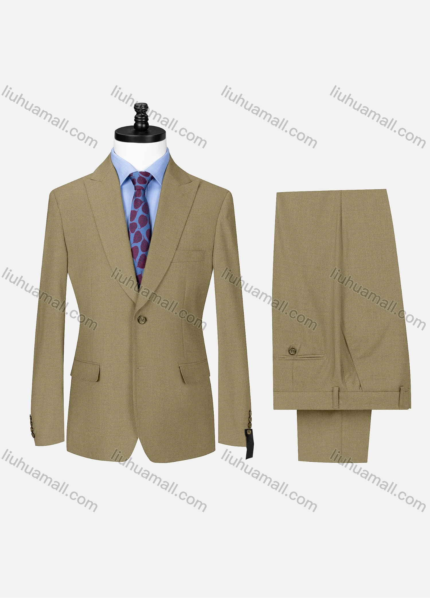 Wholesale Men's Business Lapel Button Plain Flap Pockets Blazer Jacket & Pants 2 Piece Set X7533# - Liuhuamall
