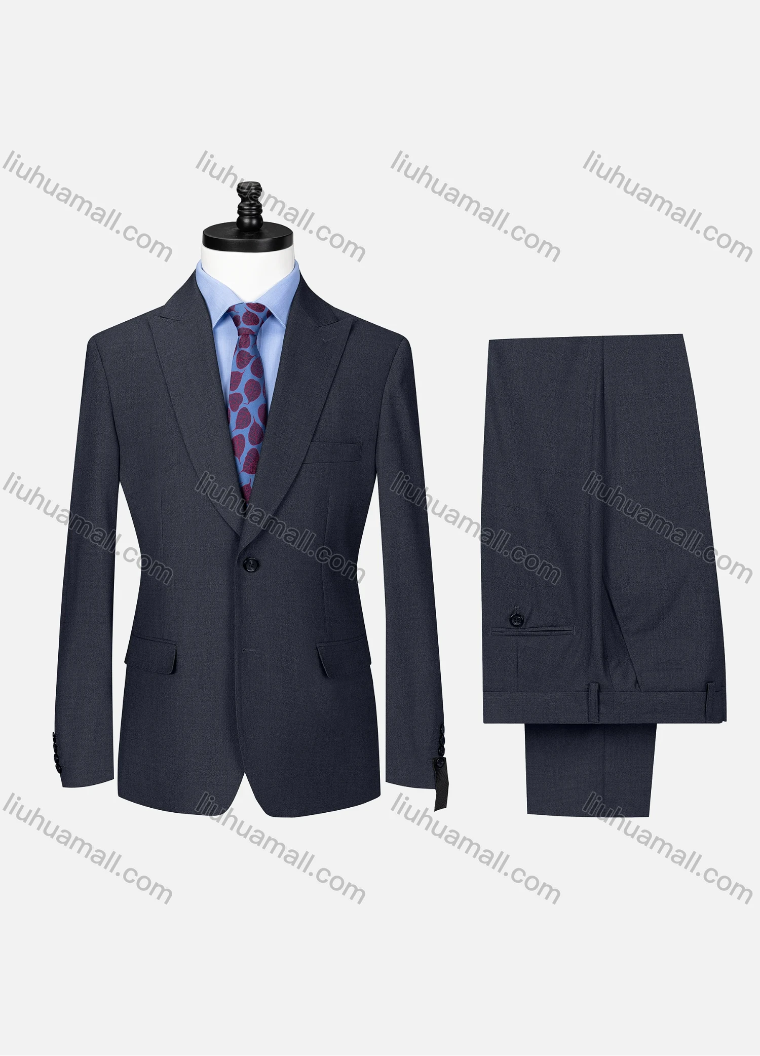 Wholesale Men's Business Lapel Button Plain Flap Pockets Blazer Jacket & Pants 2 Piece Set X7533# - Liuhuamall