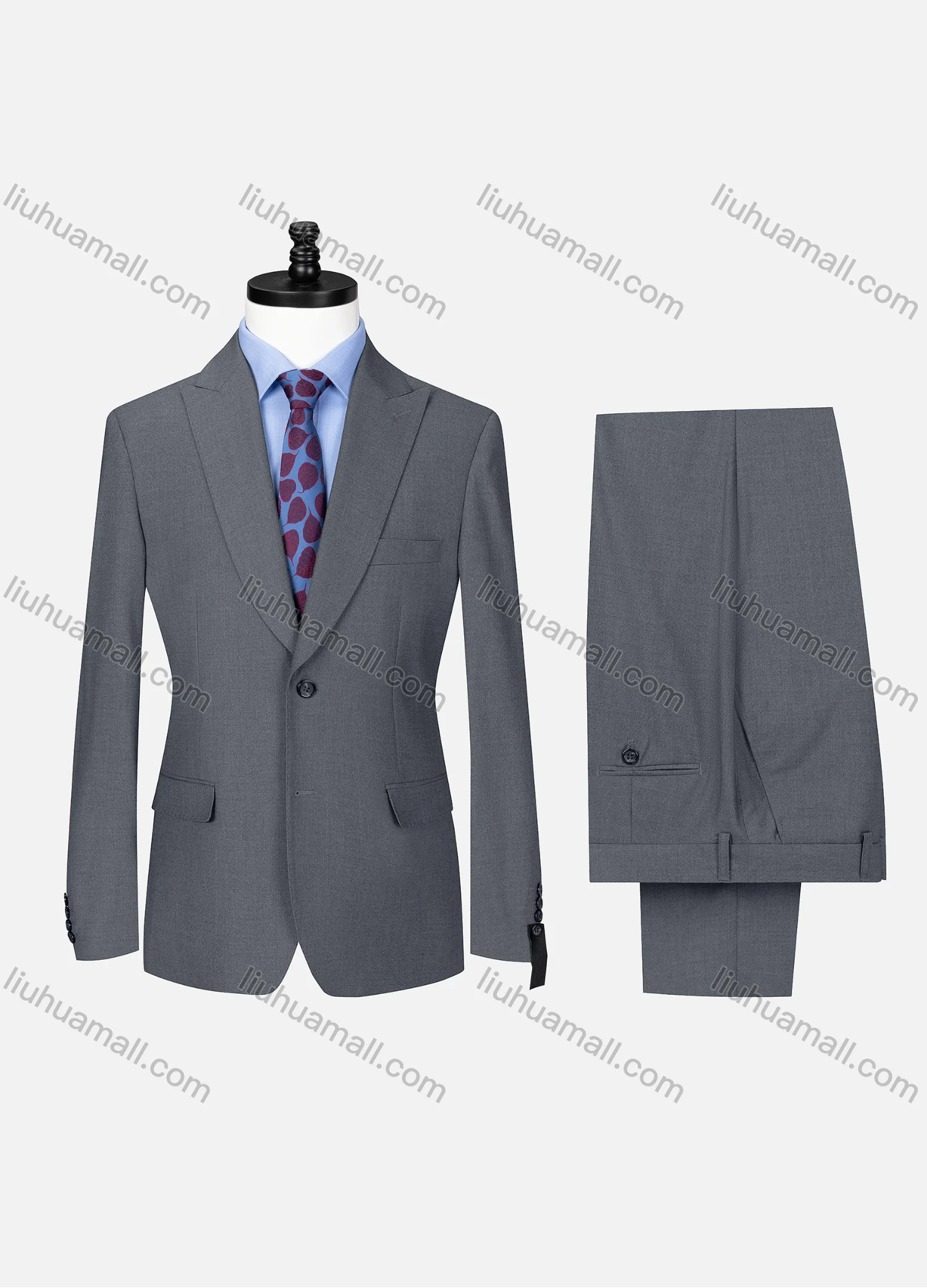 Wholesale Men's Business Lapel Button Plain Flap Pockets Blazer Jacket & Pants 2 Piece Set X7533# - Liuhuamall