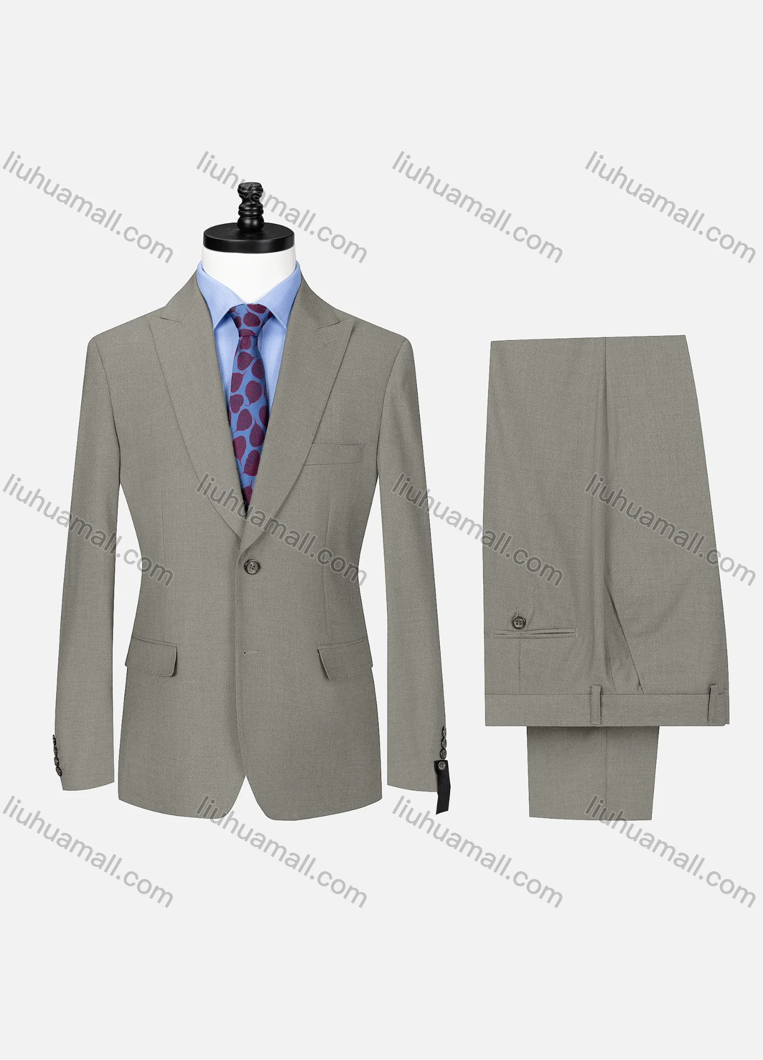 Wholesale Men's Business Lapel Button Plain Flap Pockets Blazer Jacket & Pants 2 Piece Set X7533# - Liuhuamall