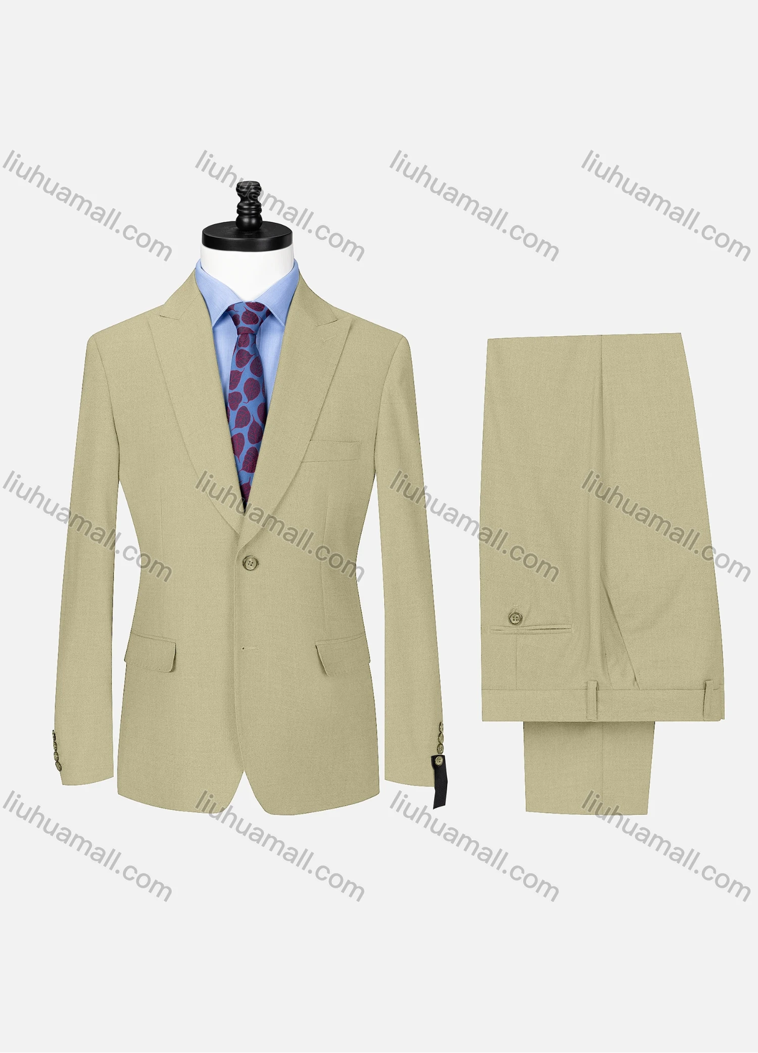 Wholesale Men's Business Lapel Button Plain Flap Pockets Blazer Jacket & Pants 2 Piece Set X7533# - Liuhuamall