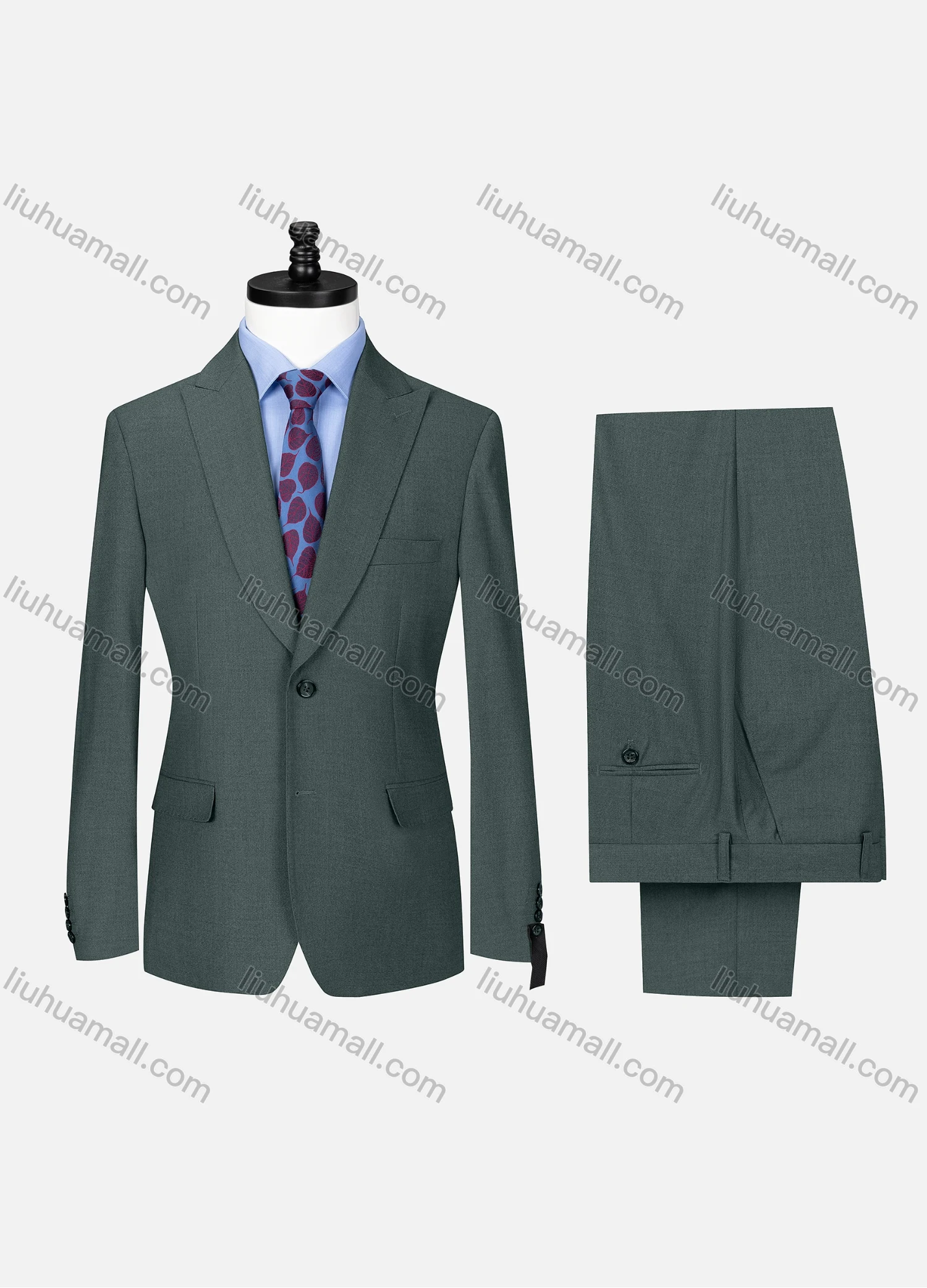 Wholesale Men's Business Lapel Button Plain Flap Pockets Blazer Jacket & Pants 2 Piece Set X7533# - Liuhuamall
