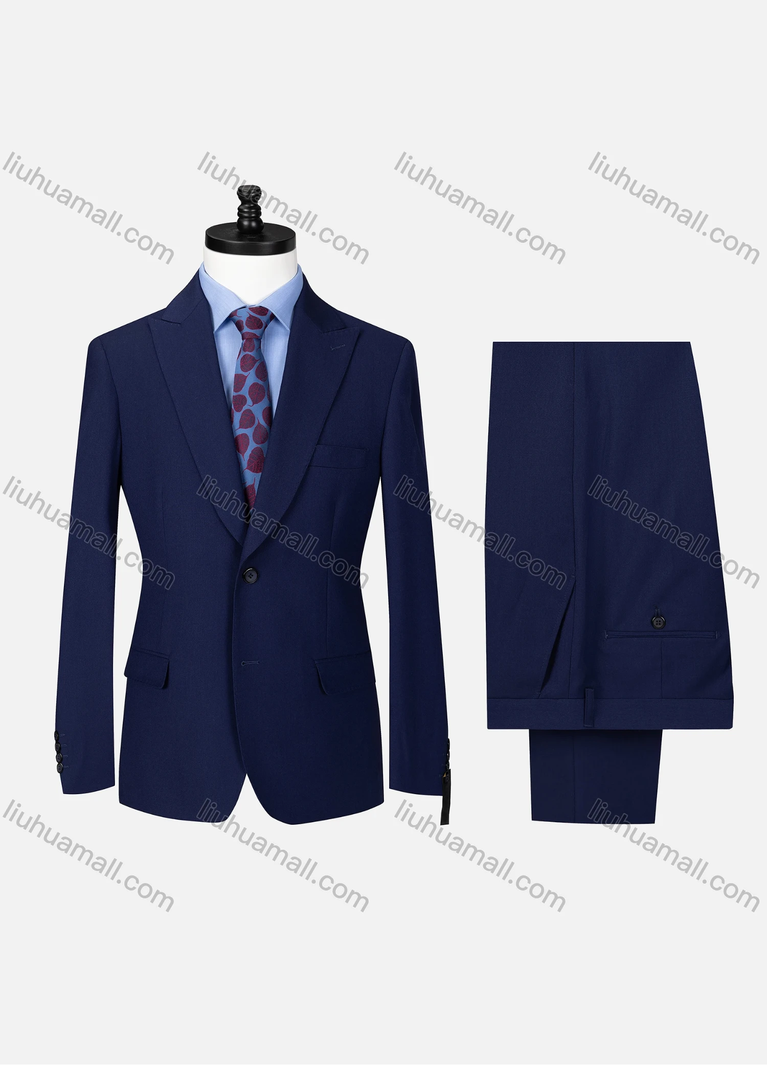 Wholesale Men's Business Lapel Button Plain Flap Pockets Blazer Jacket & Pants 2 Piece Set X7533# - Liuhuamall