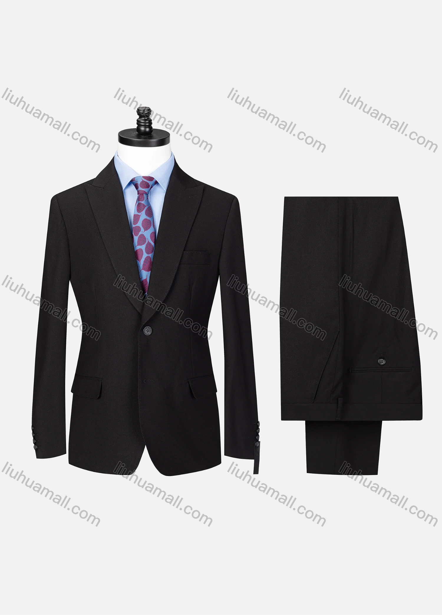 Wholesale Men's Business Lapel Button Plain Flap Pockets Blazer Jacket & Pants 2 Piece Set X7533# - Liuhuamall