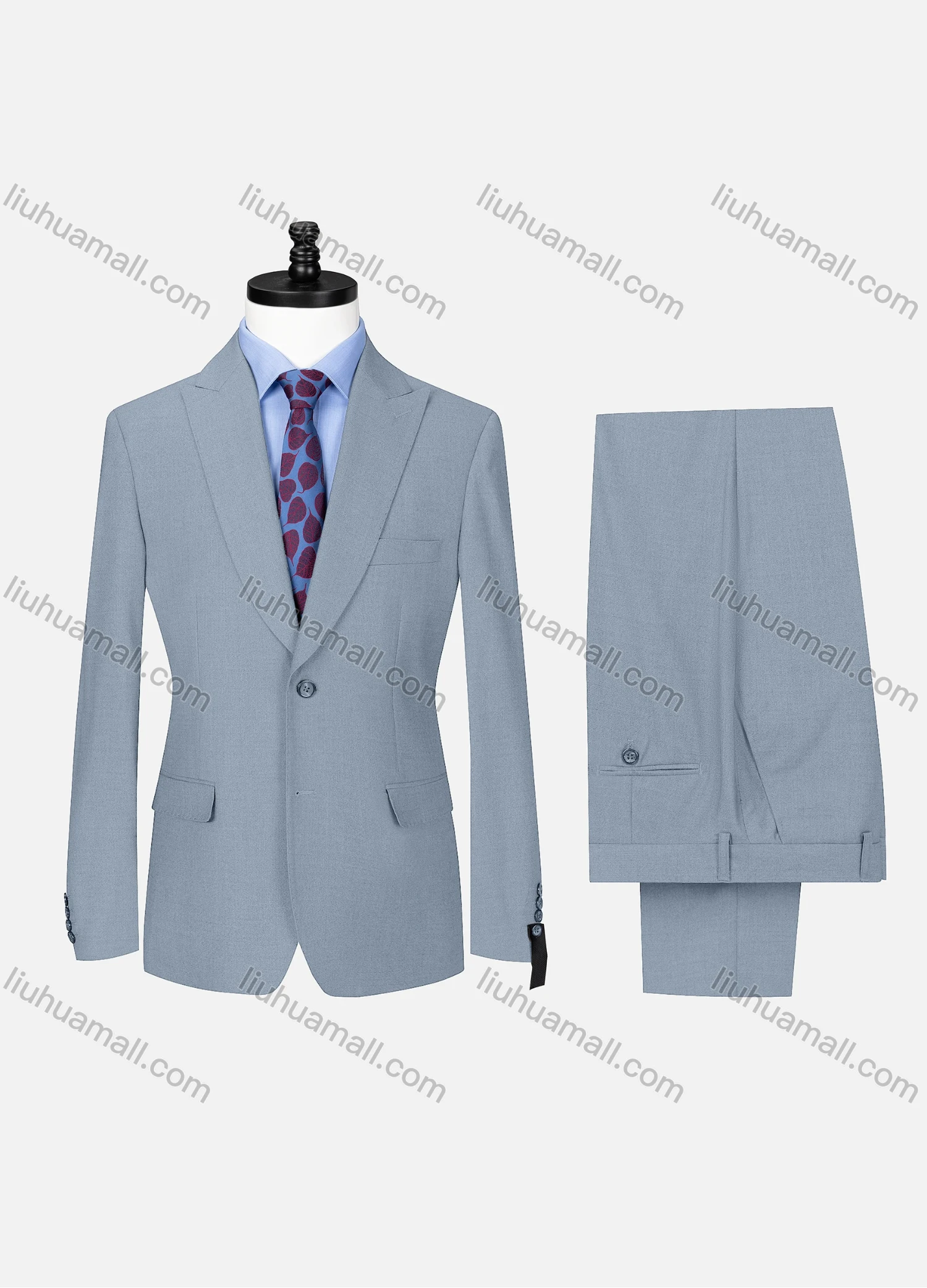 Wholesale Men's Business Lapel Button Plain Flap Pockets Blazer Jacket & Pants 2 Piece Set X7533# - Liuhuamall