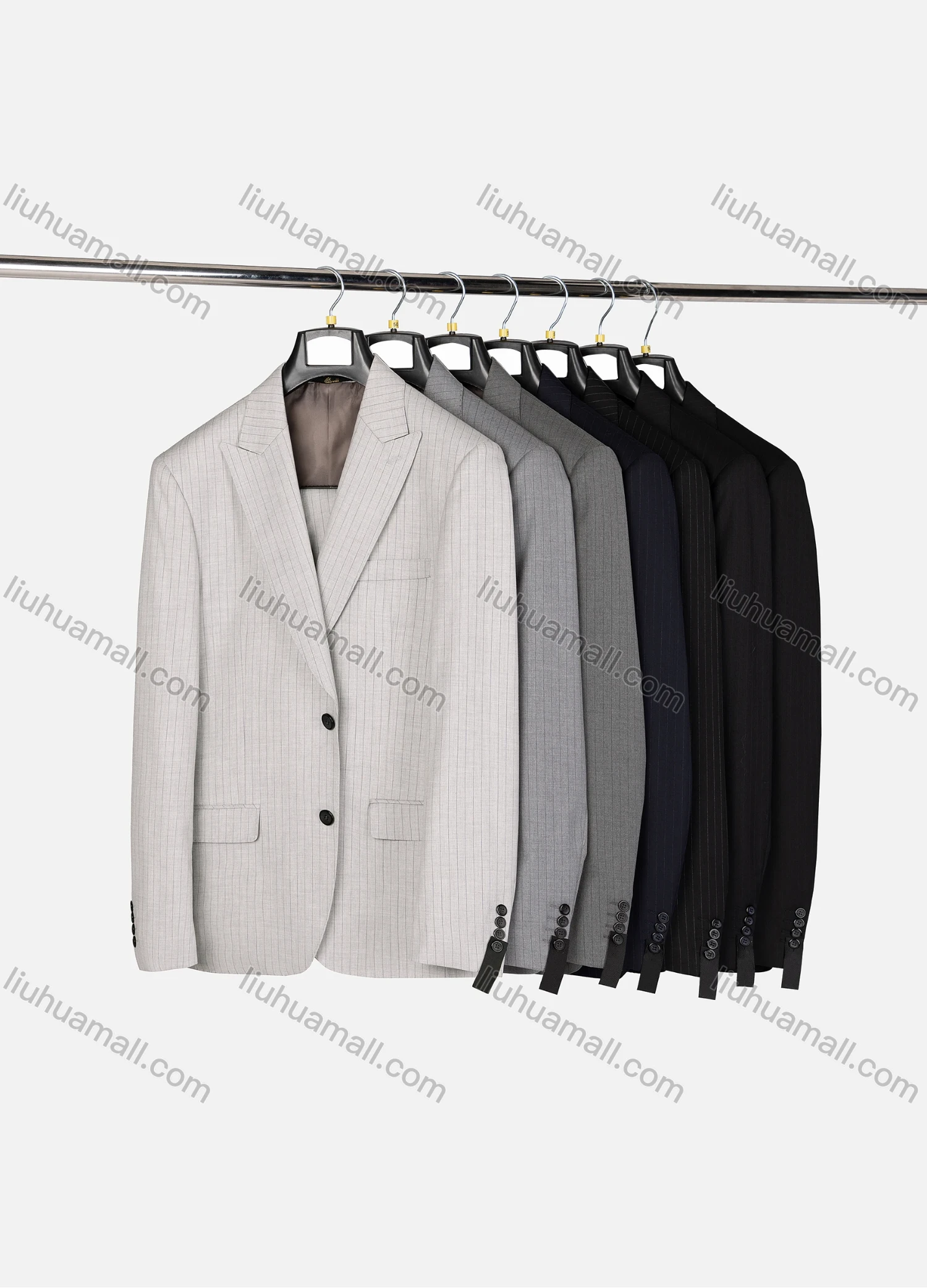 Wholesale Men's Formal Lapel Button Striped Flap Pockets Blazer Jacket & Pants 2 Piece Set X7759# - Liuhuamall
