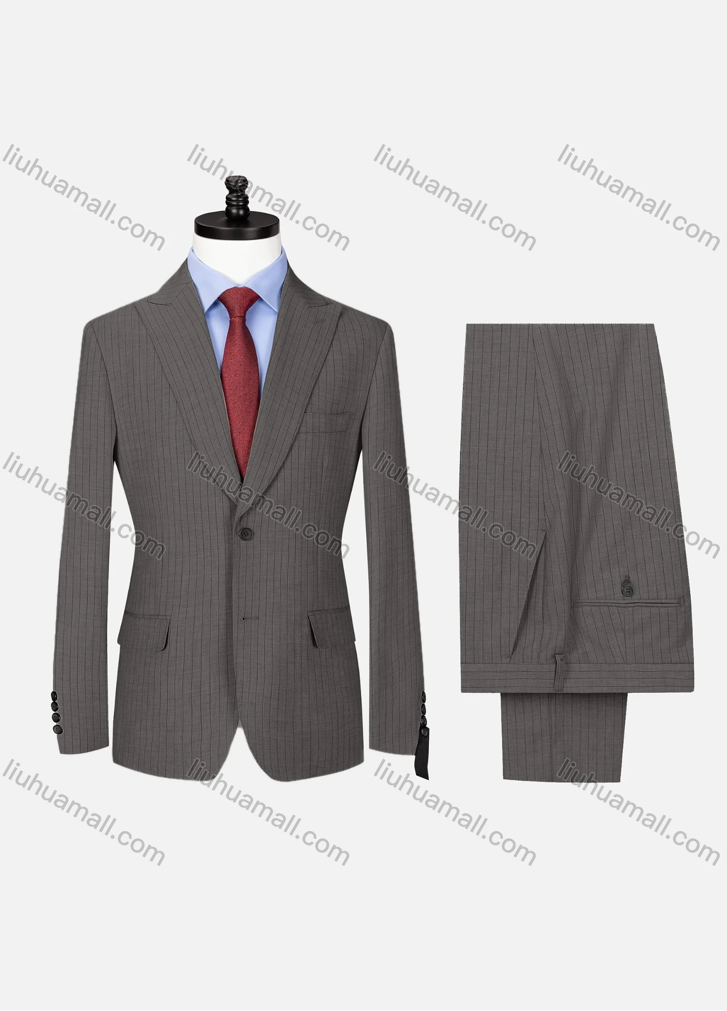 Wholesale Men's Formal Lapel Button Striped Flap Pockets Blazer Jacket & Pants 2 Piece Set X7759# - Liuhuamall