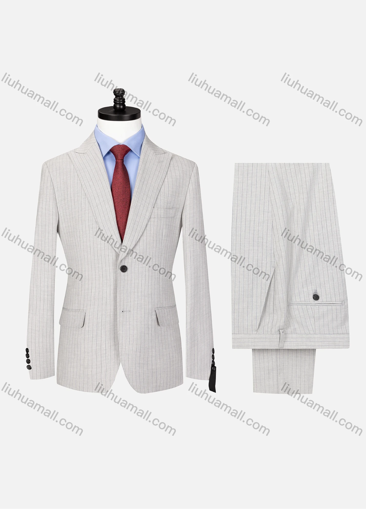 Wholesale Men's Formal Lapel Button Striped Flap Pockets Blazer Jacket & Pants 2 Piece Set X7759# - Liuhuamall