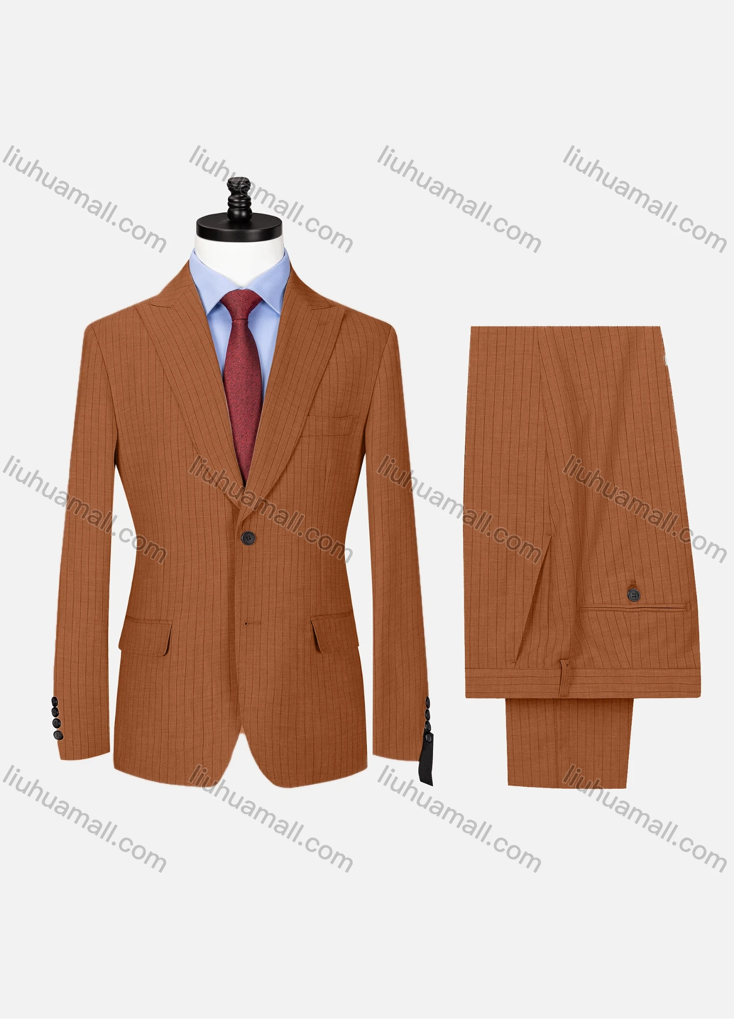 Wholesale Men's Formal Lapel Button Striped Flap Pockets Blazer Jacket & Pants 2 Piece Set X7759# - Liuhuamall