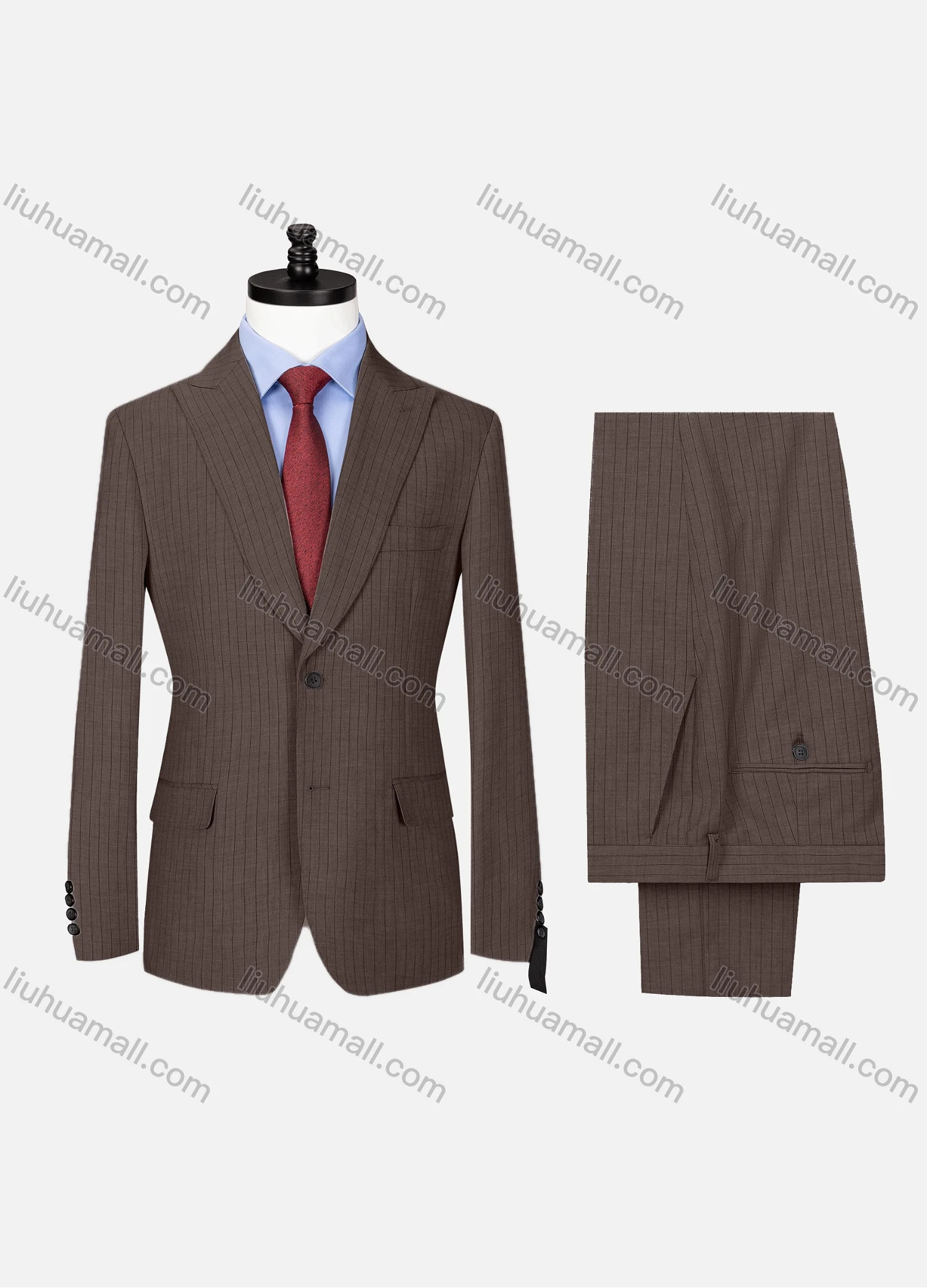 Wholesale Men's Formal Lapel Button Striped Flap Pockets Blazer Jacket & Pants 2 Piece Set X7759# - Liuhuamall