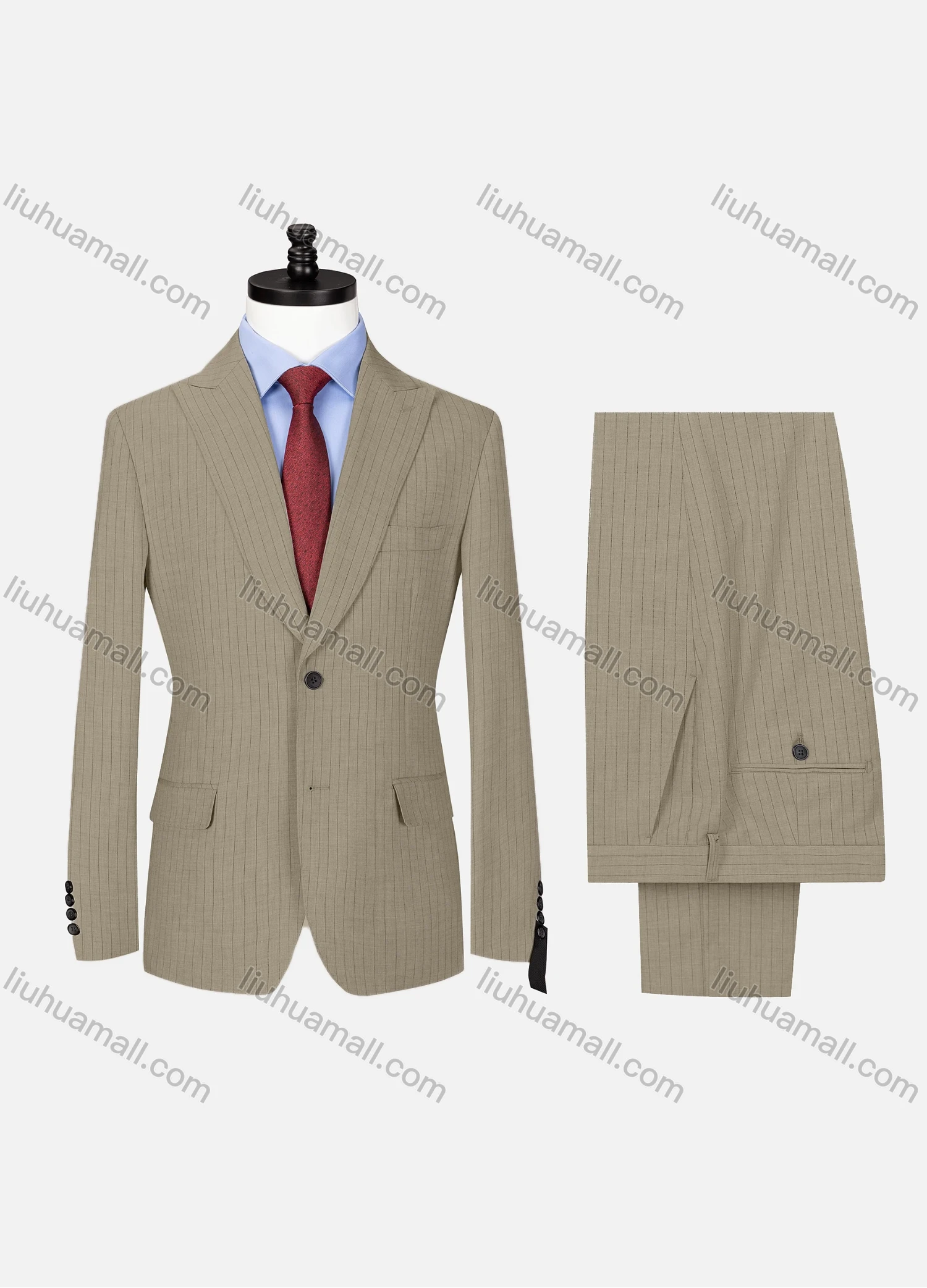 Wholesale Men's Formal Lapel Button Striped Flap Pockets Blazer Jacket & Pants 2 Piece Set X7759# - Liuhuamall
